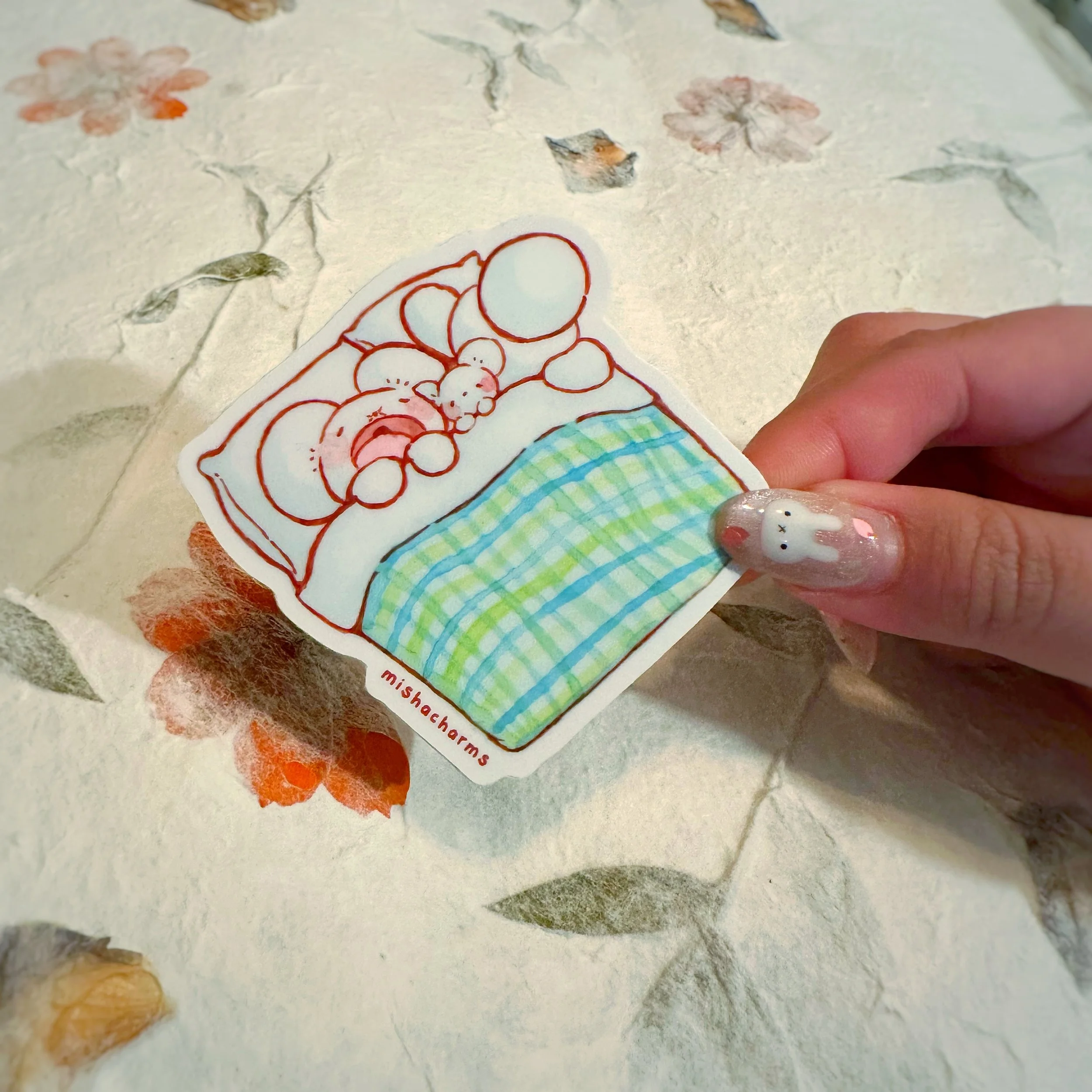 little maus: sleeping die cut sticker