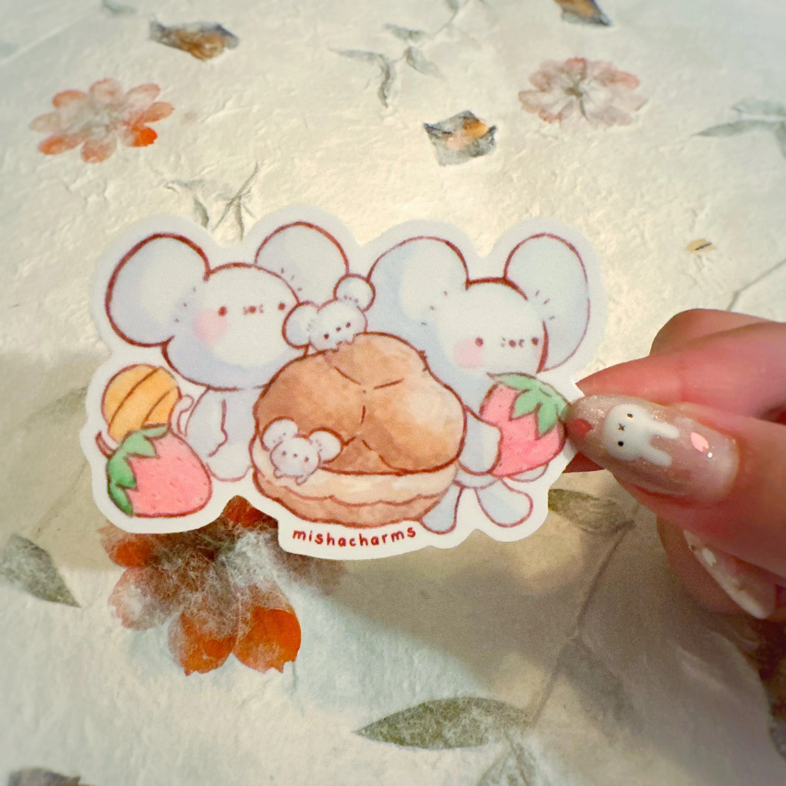 little maus: cream puff die cut sticker