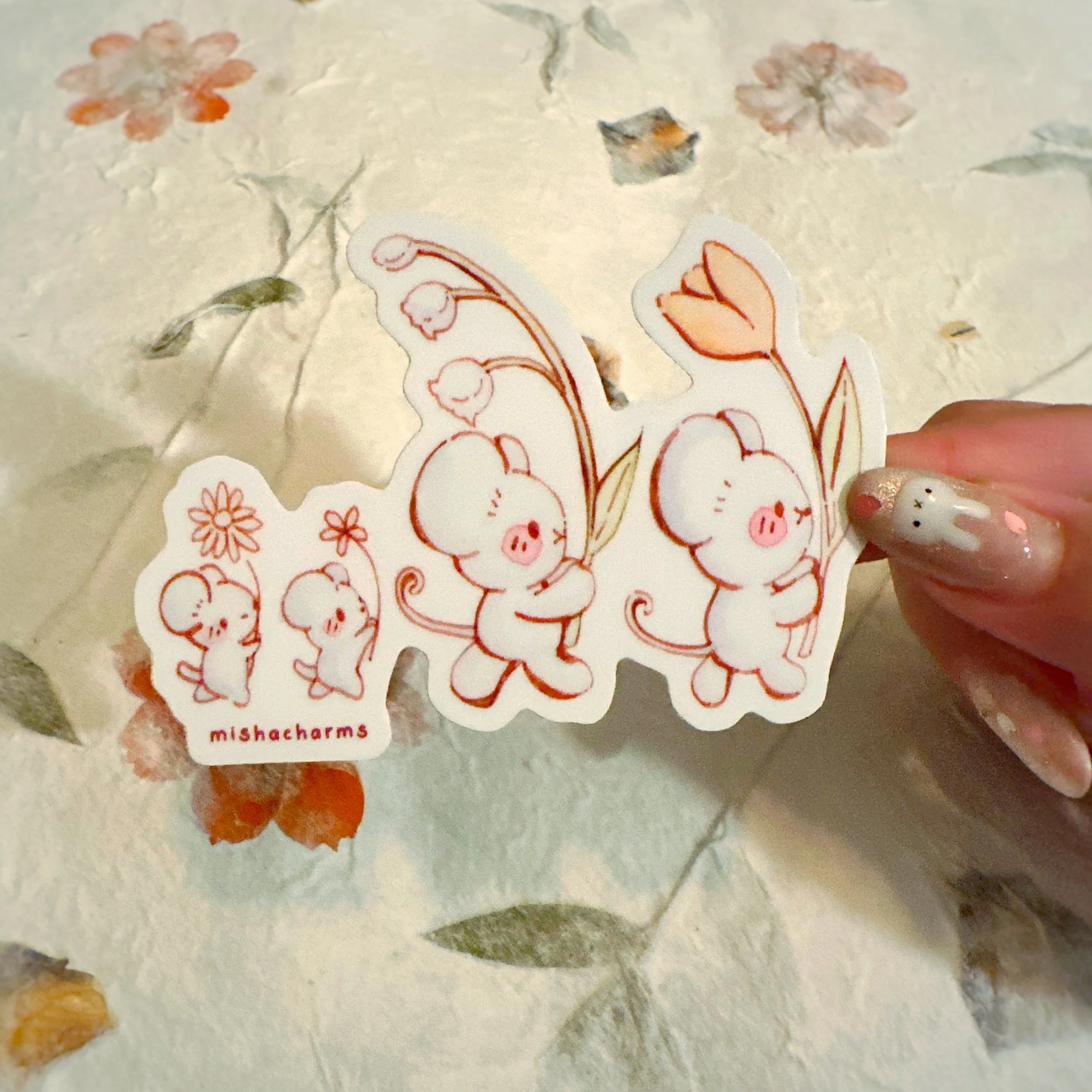 little maus: flower walk die cut sticker