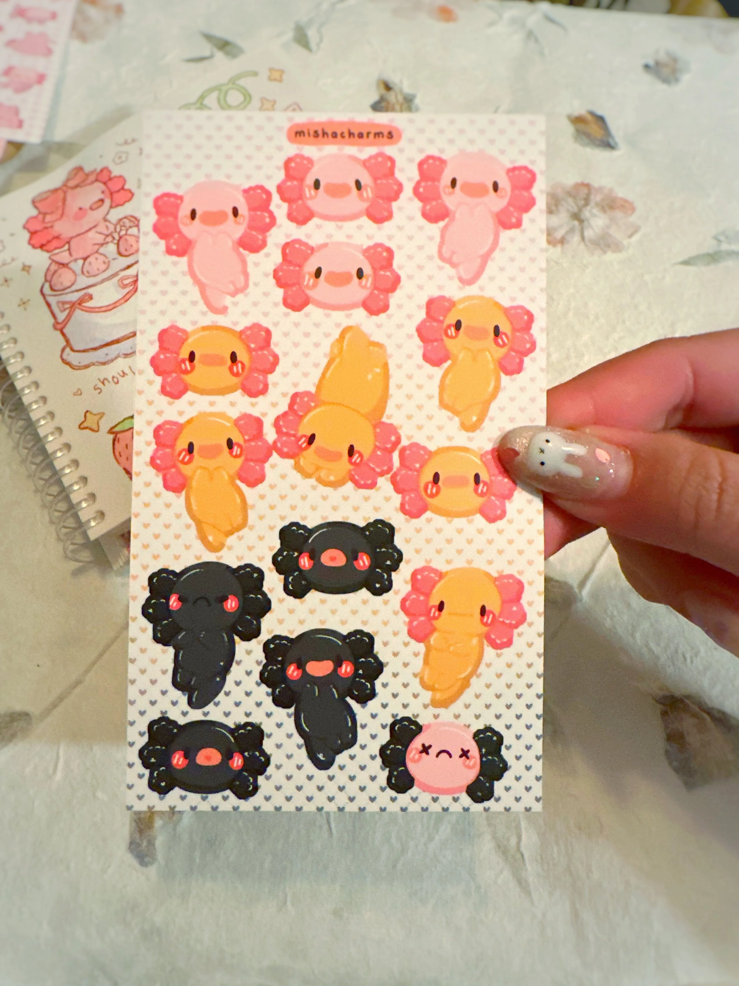 axolotl deco sticker sheet