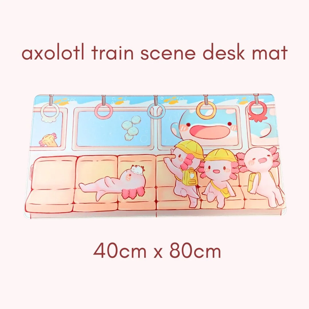 axolotl train scene desk mat