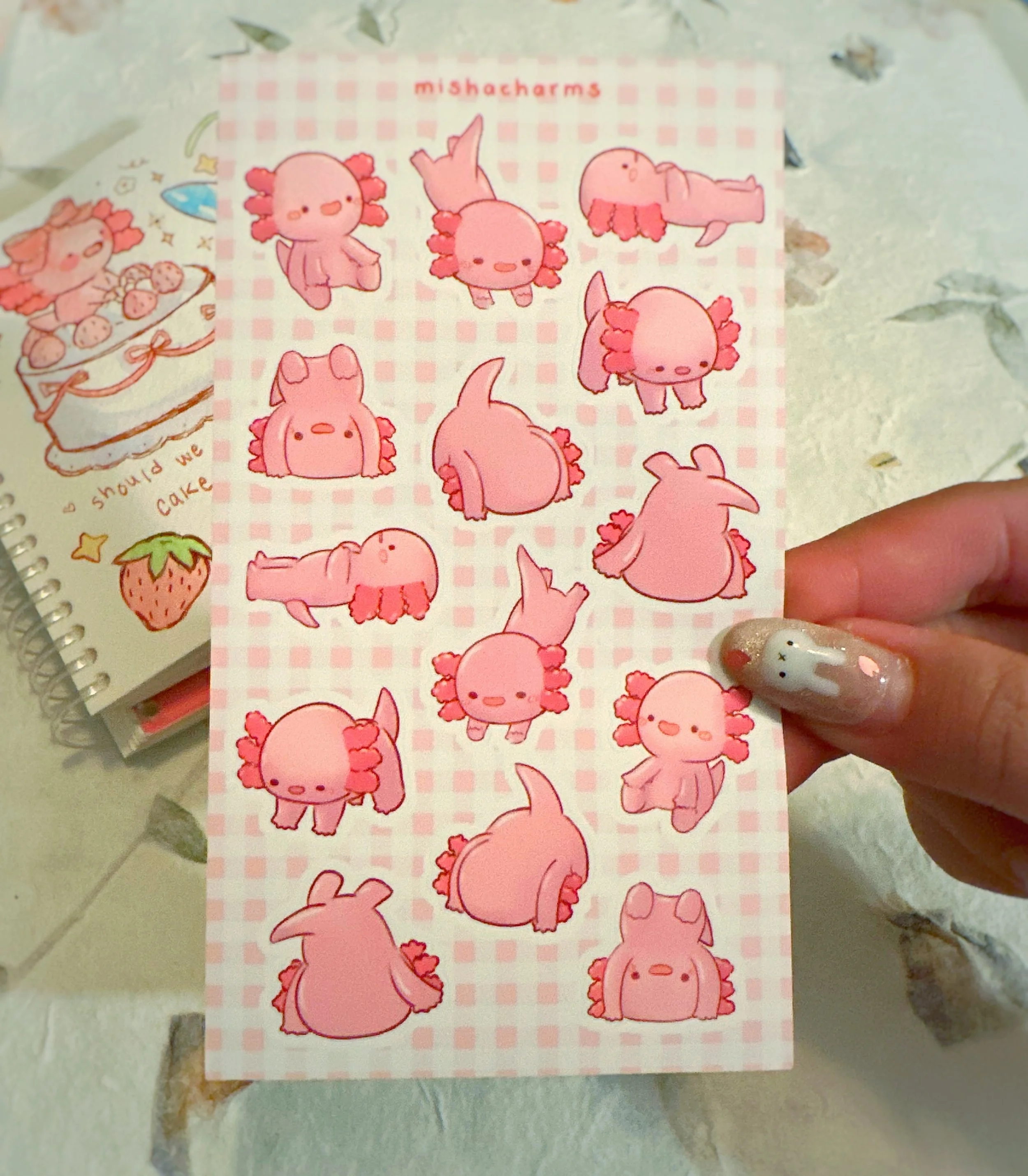 axolotl fun poses sticker sheet