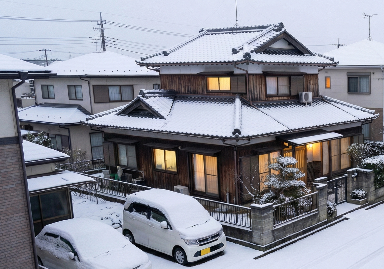 【緊急連絡】一夜明けて、パティスリー301周辺は雪景色です｜2026年2月8日朝