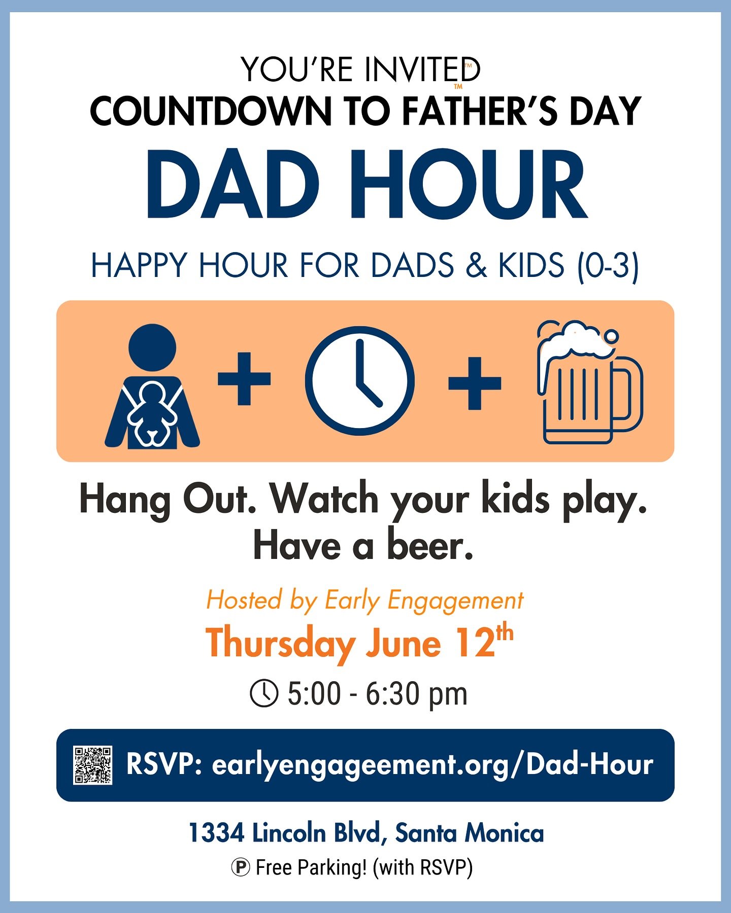 Join us for a PRE-FATHER&rsquo;S DAY HAPPY HOUR! For dads and kids (0-3). Hang out. Watch your kids play. Have a beer. Be part of the community.

📆 Thursday June 12th from 5-6:30 pm. Link in bio.

#fathersday #happyhour #dadhour