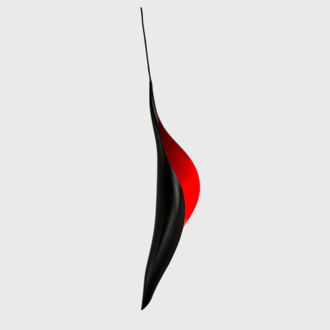 Pendant light in black and red acrylic