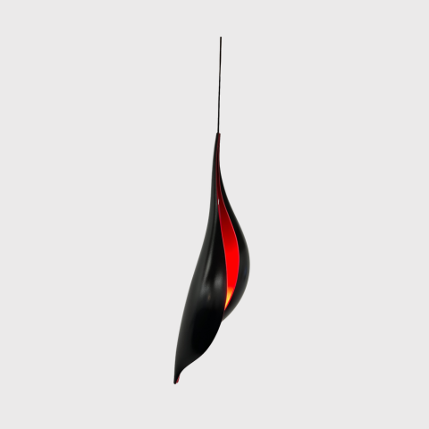 Acrylic pendant light in black and red