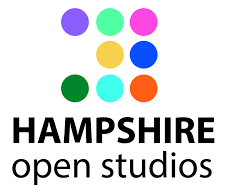 Hampshire Open Studios Logo with different coloured dots in a three by three grid