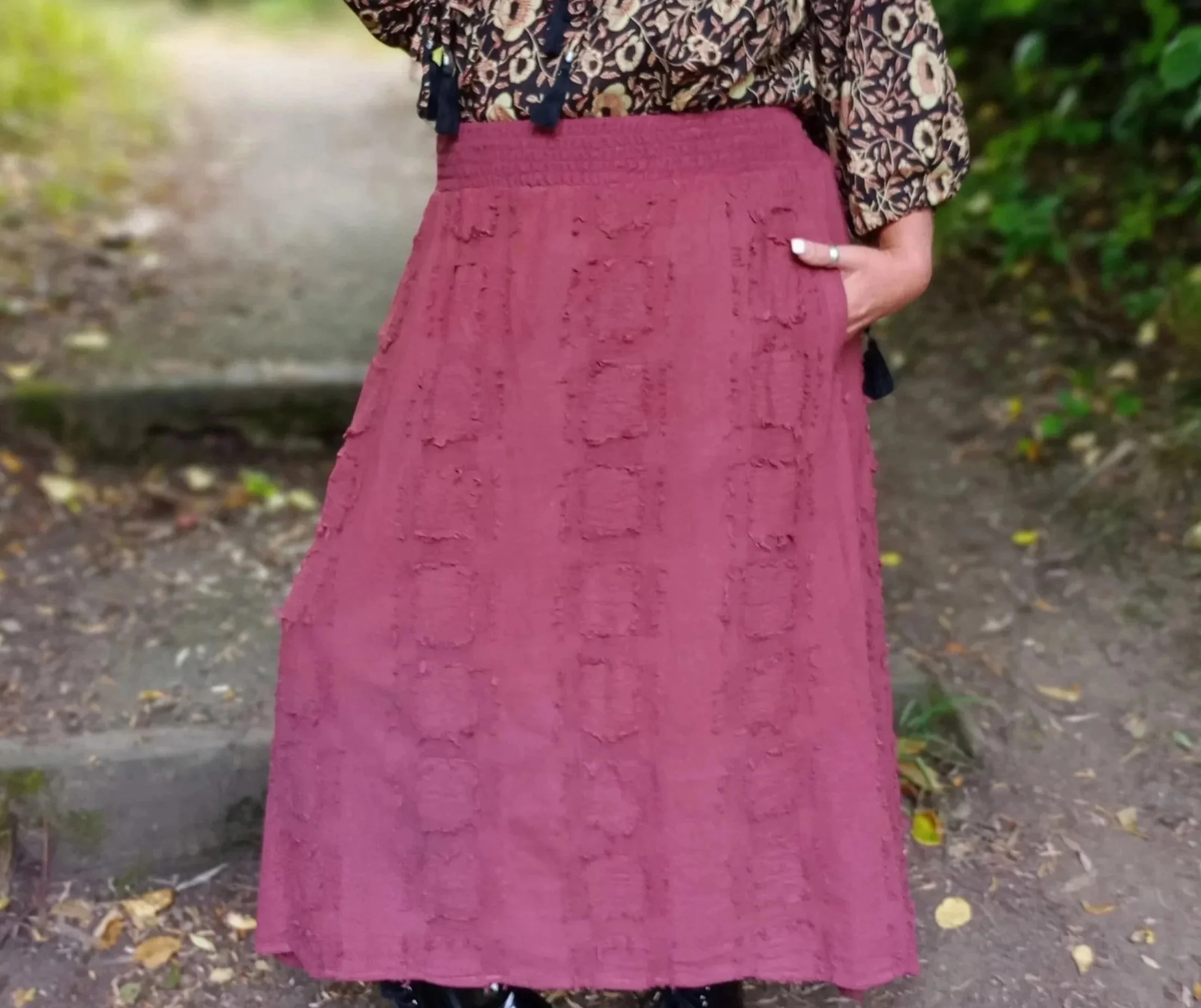 Distressed Skirt ~ Plum