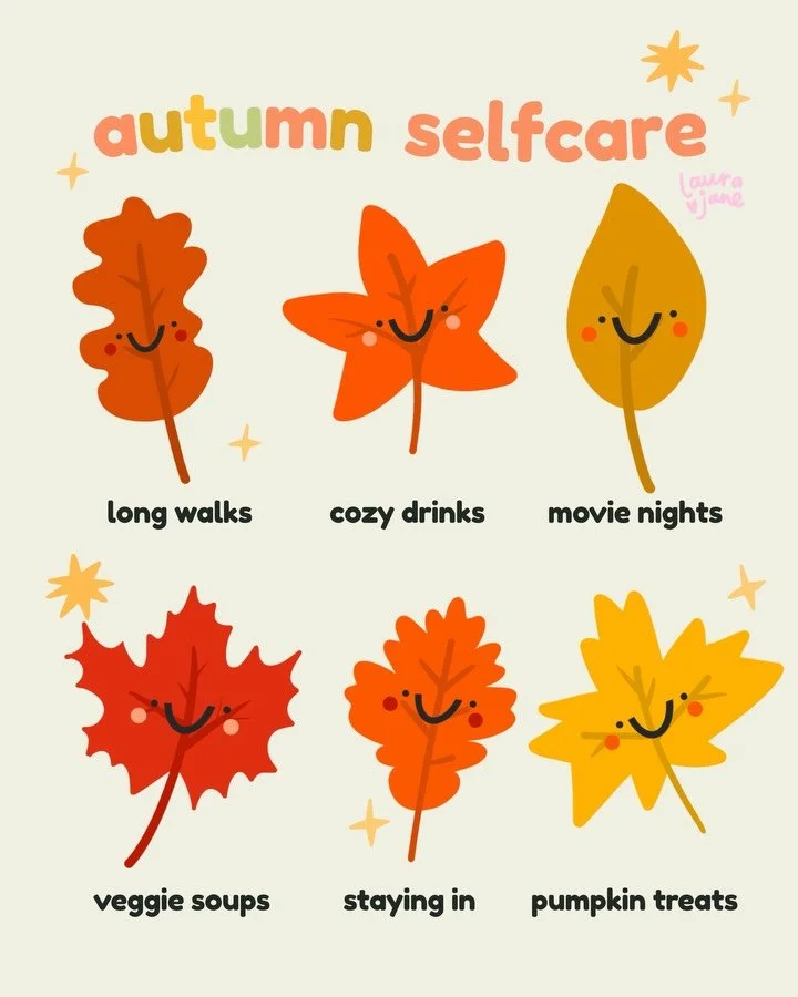 Cozy season mode activated 🍁✨

What kind of cozy, autumnal selfcare are you most looking forward to snuggling up with this month? 

#autumnalvibes #autumnselfcare #cozyselfcare #kawaiiillustration