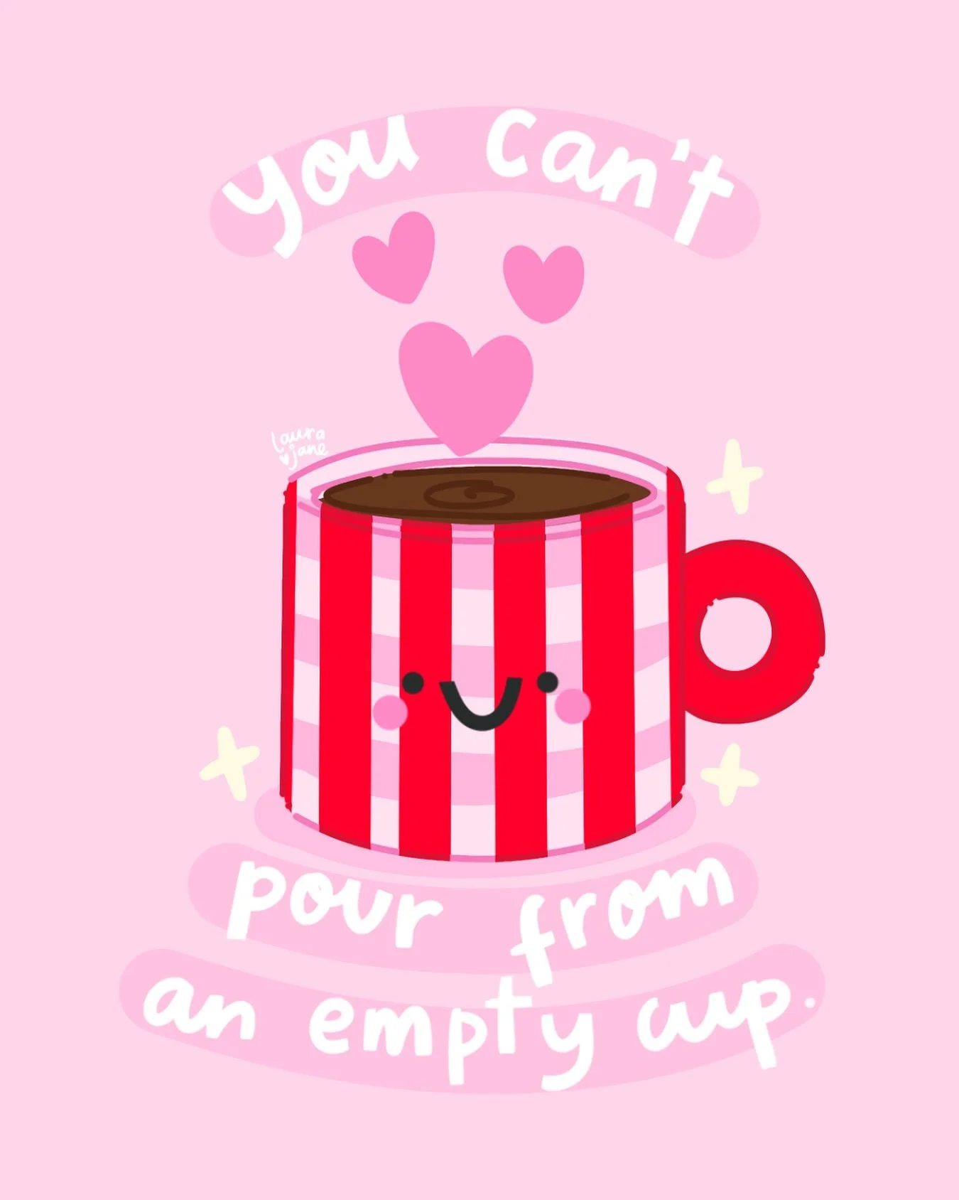 Midweek reminder: you can&rsquo;t pour from an empty cup 💖

so please remember to keep yours topped up with sleep, and laughter, and little things that make you smile, and cozy blankets, and hugs and whatever brings you that little spark of joy that