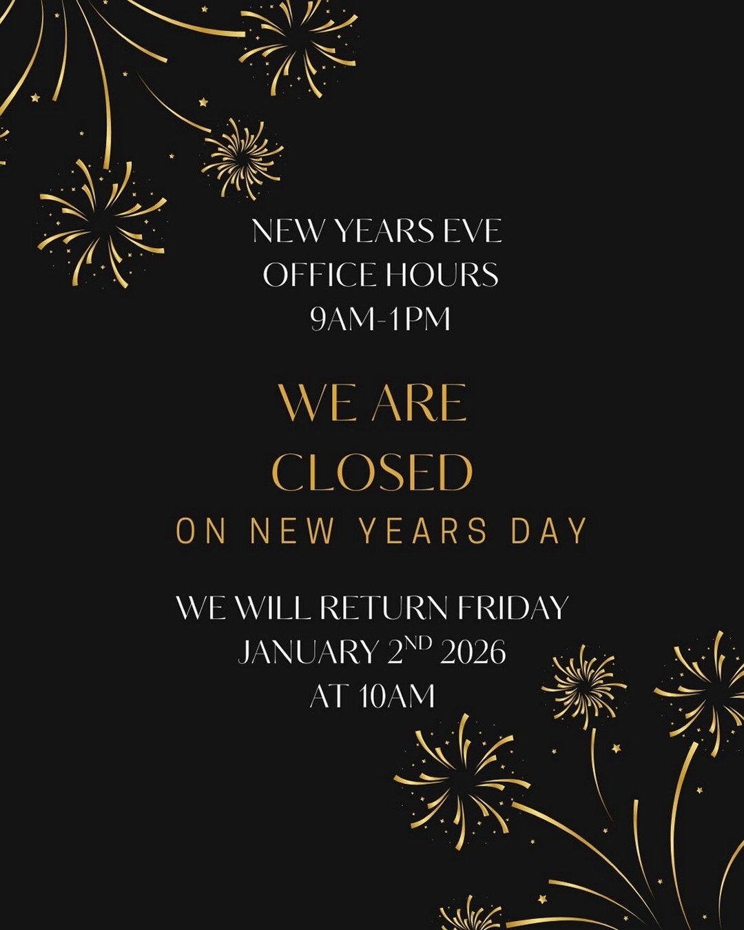 Baxter Park Office hours for New Years Eve 9am-1pm and the office is closed New Years Day!