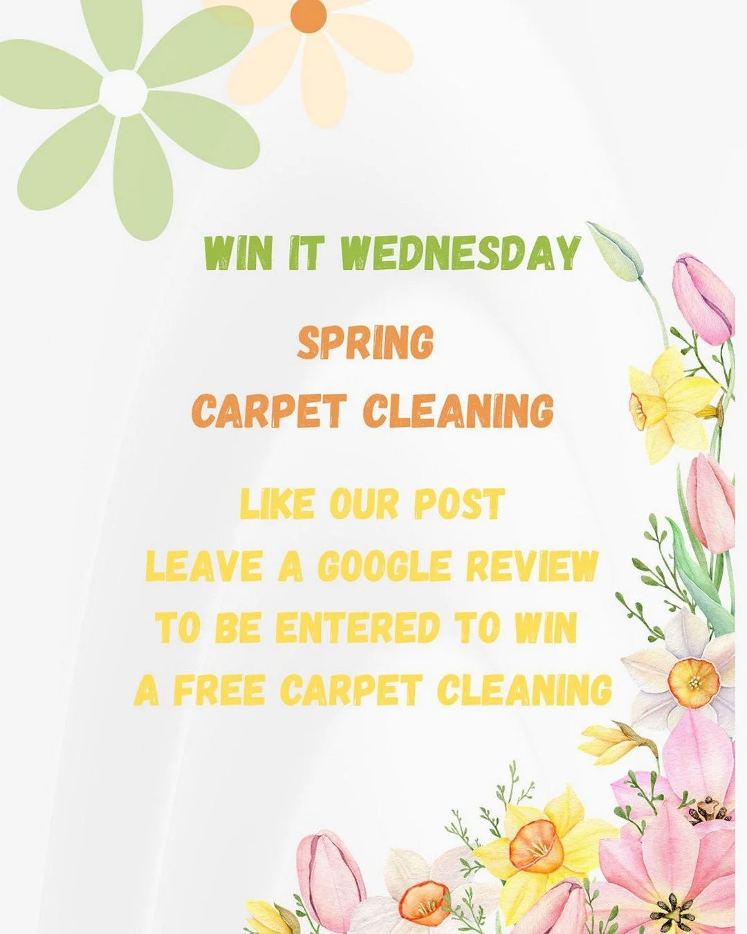 Who is ready to start on some spring cleaning? We can help with that, like our post and leave a google review and be entered to win a free carpet cleaning! 🌸🧹🌷
