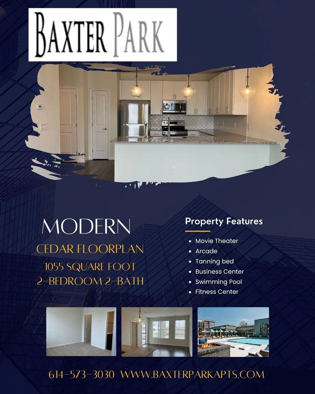 Call to schedule a tour to see our beautiful 2-bedroom 2-bath Cedar Floorplan today!  614-573-3030