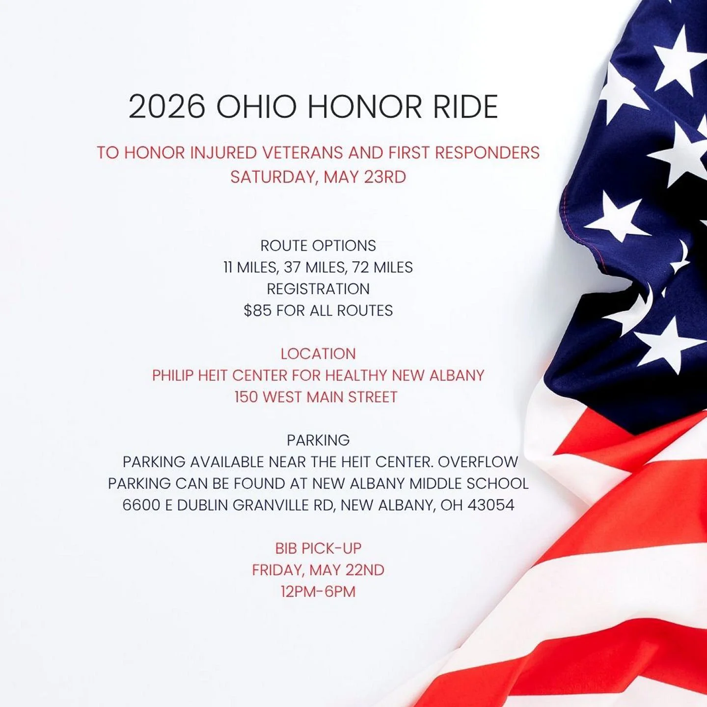 2026 Ohio Honor Ride for injured Veterans and First Responders, Saturday May 23rd. Register online: https://nuvi.me/xwpk54