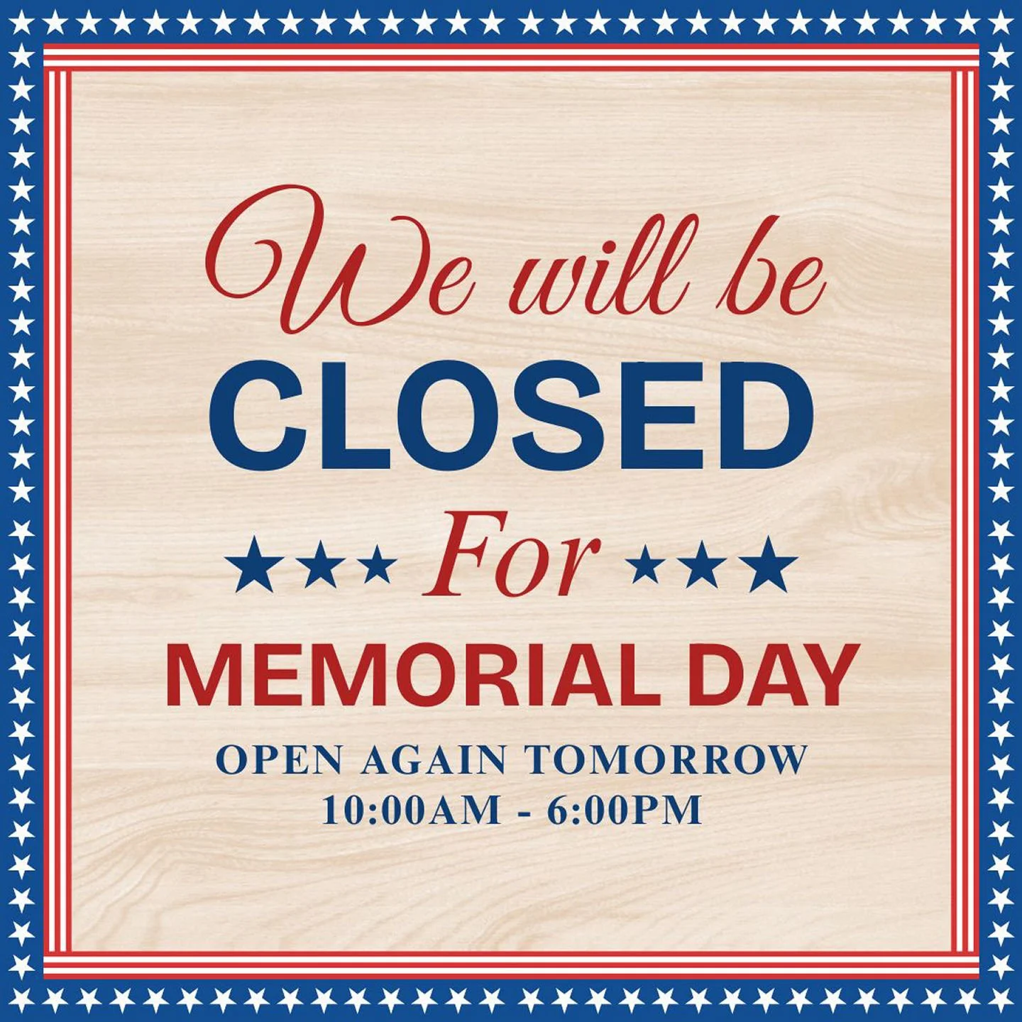 Happy Memorial Day! The office is closed today!