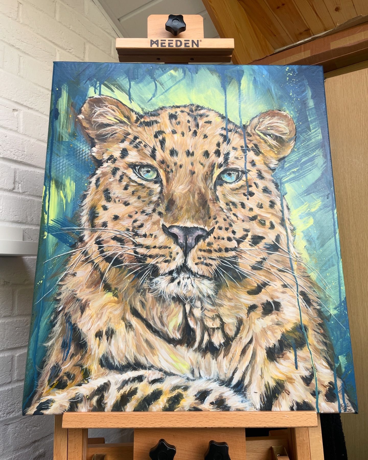 ‘Strength and courage’, Amur leopard, mixed media on linen canvas, 20x24 inch.