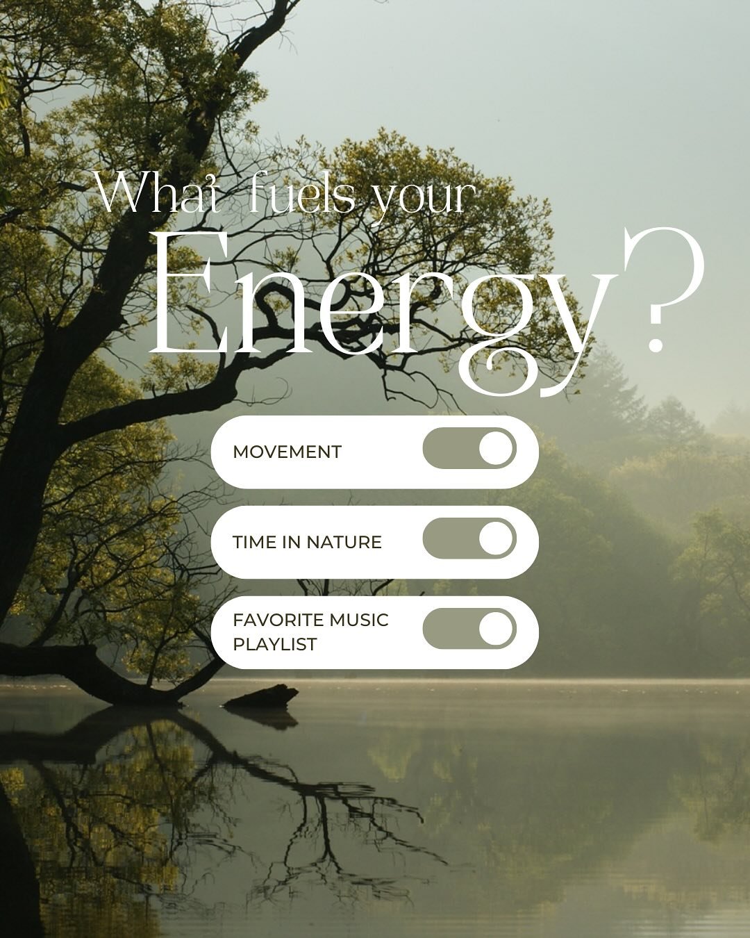 🌿 𝐖𝐡𝐚𝐭 𝐟𝐮𝐞𝐥𝐬 𝐲𝐨𝐮𝐫 𝐞𝐧𝐞𝐫𝐠𝐲?🌿
Weekends are for reflection and recharging. 
Take a moment to check in with yourself:
𝘞𝘩𝘢𝘵 𝘨𝘪𝘷𝘦𝘴 𝘺𝘰𝘶 𝘦𝘯𝘦𝘳𝘨𝘺? 🌞

💬 𝗦𝗵𝗮𝗿𝗲 𝗶𝗻 𝘁𝗵𝗲 𝗰𝗼𝗺𝗺𝗲𝗻𝘁𝘀&mdash;𝘄𝗵𝗮𝘁&rsquo;𝘀 𝘆𝗼