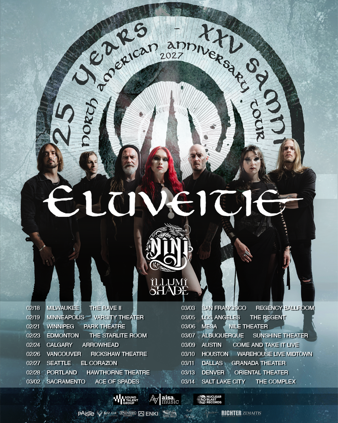 Eluveitie 25 years anniversary North American Tour 2027