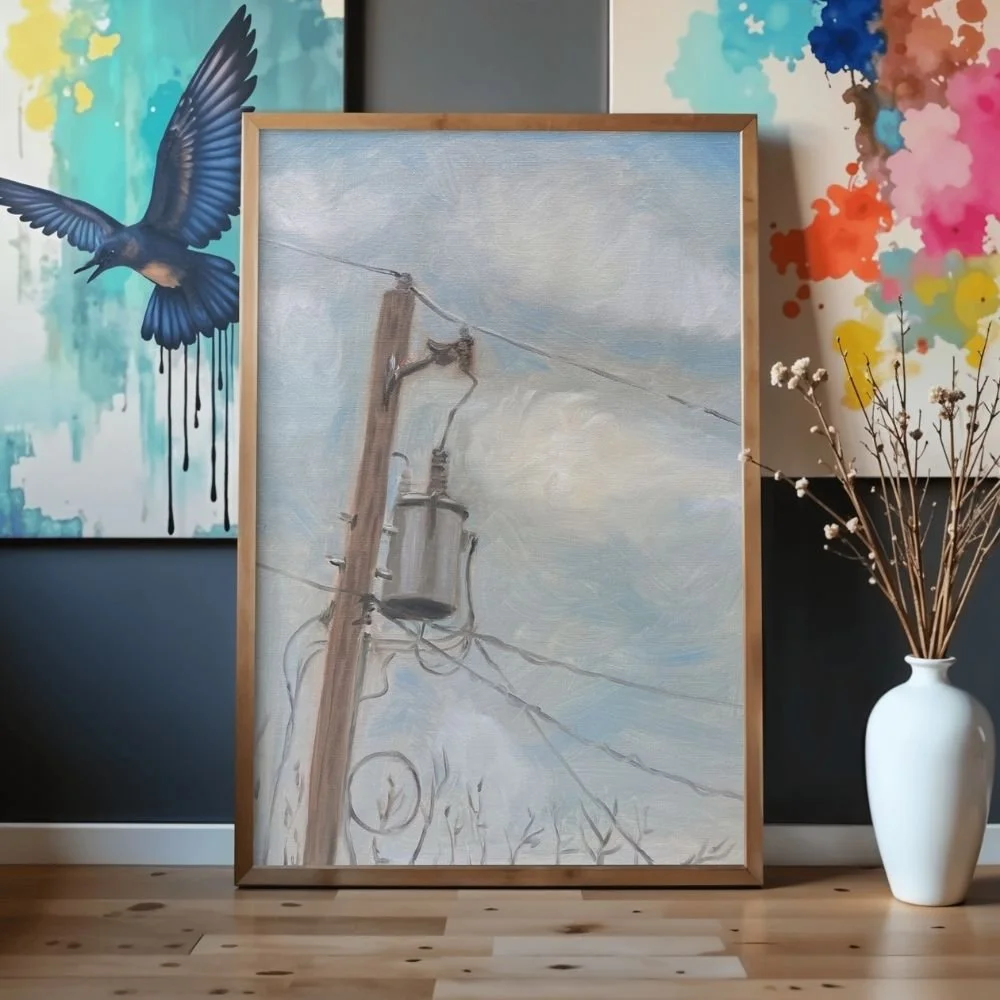 "Branches and wires", oil on canvas board, 12x16", 2026.