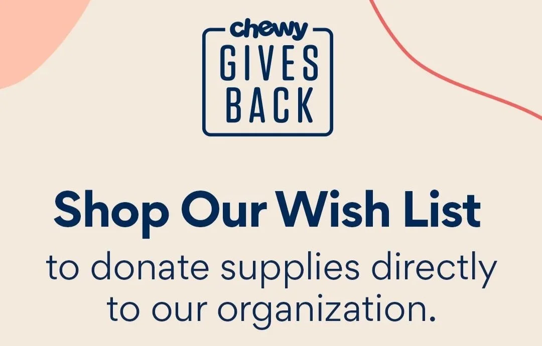 Chewy logo with details to shop rescue wish list