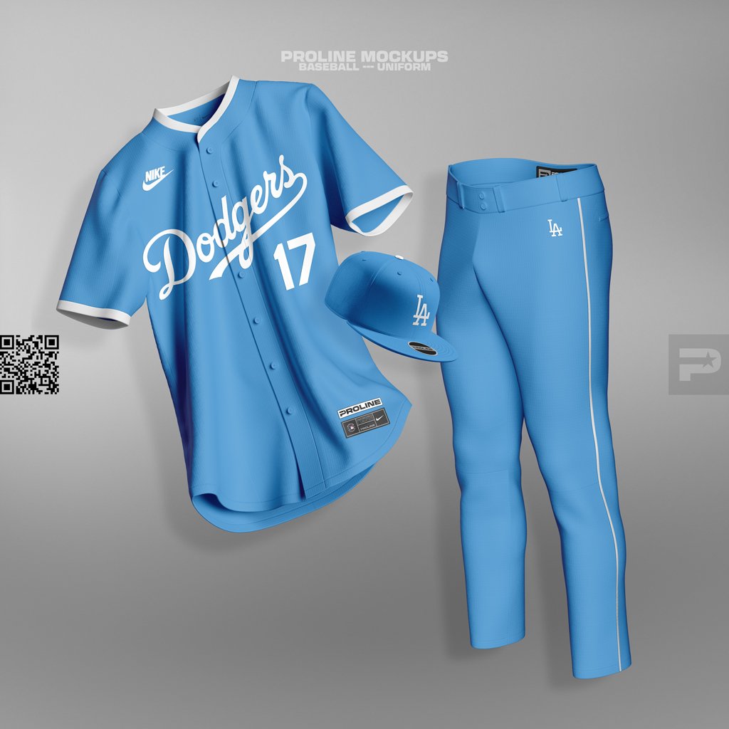 ProLine Mockups Baseball Uniform Mockup Template for Photoshop - Los Angeles Dodgers