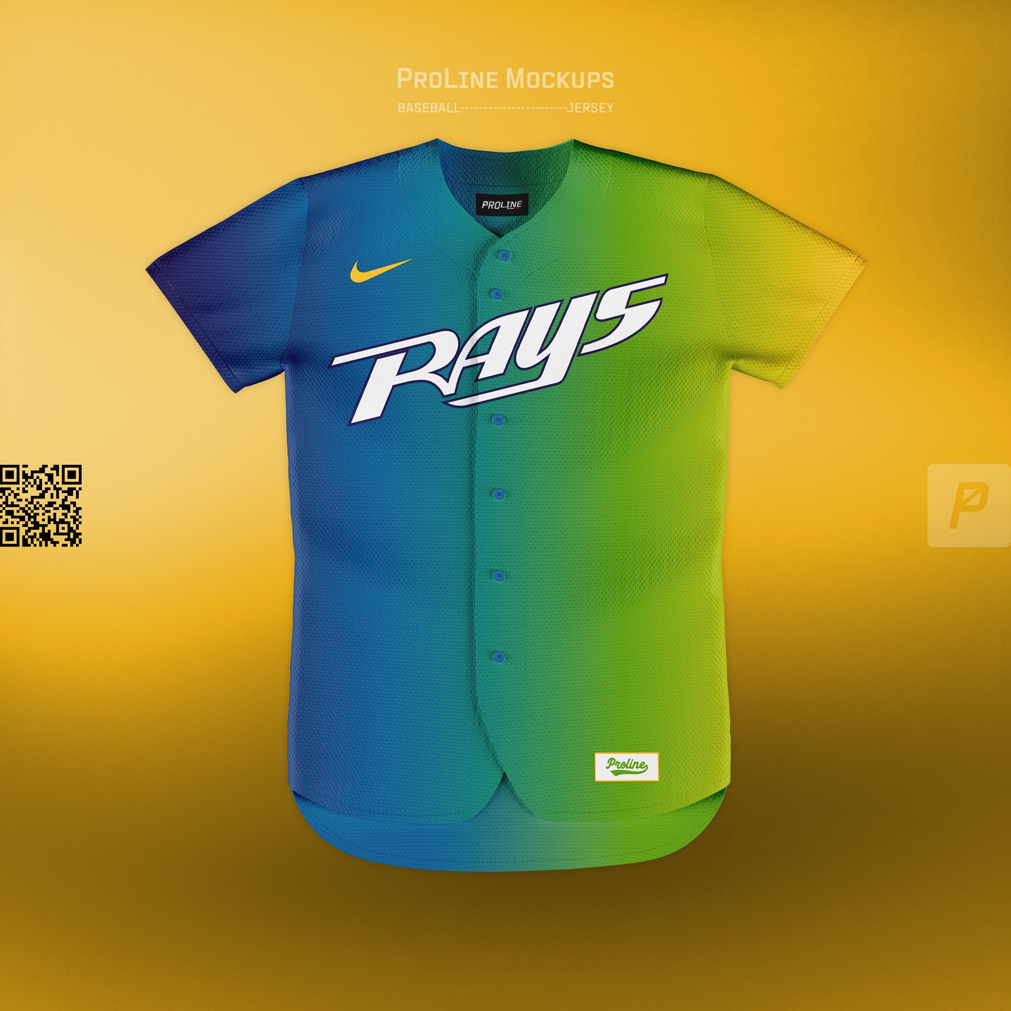 ProLine Baseball Jersey Mockup Template for Photoshop - Front Flat View