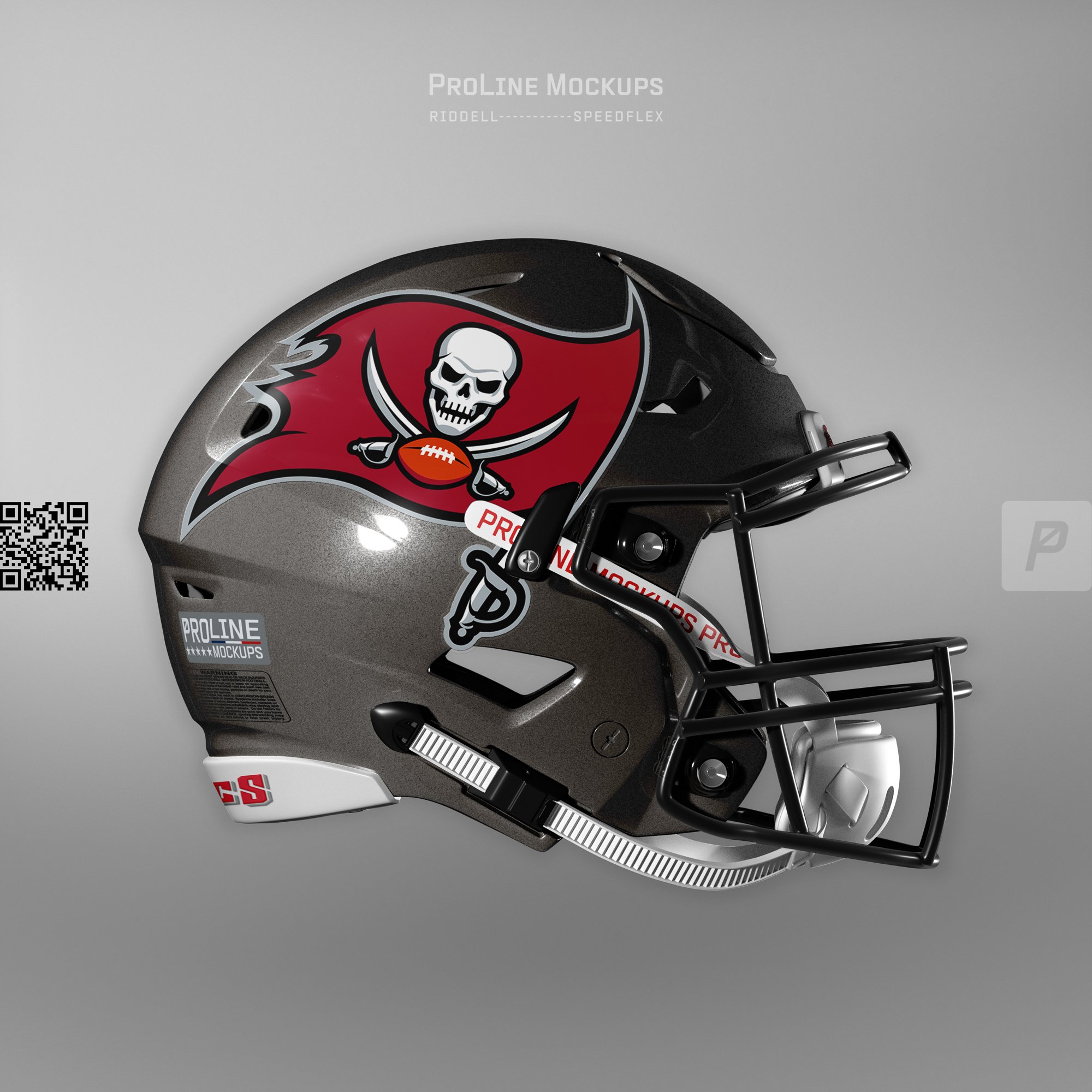 ProLine Riddell SpeedFlex helmet mockup template for Photoshop - Tampa Bay Buccaneers