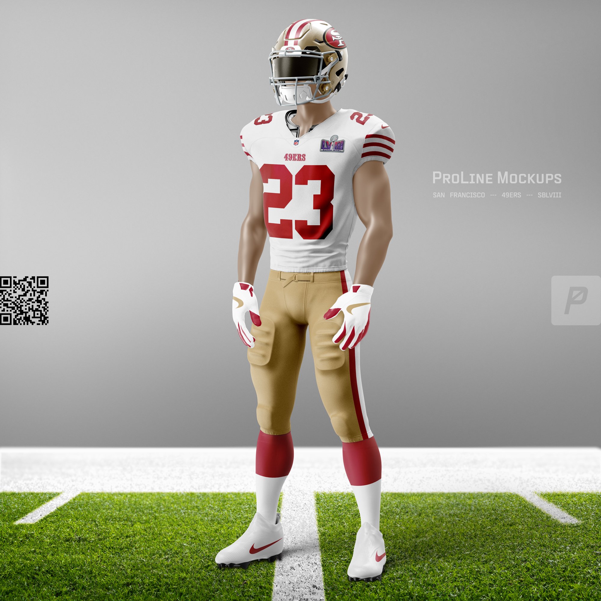 ProLine Football Uniform Mockup Template for Photoshop - Three Quarter View - San Francisco 49ers uniform