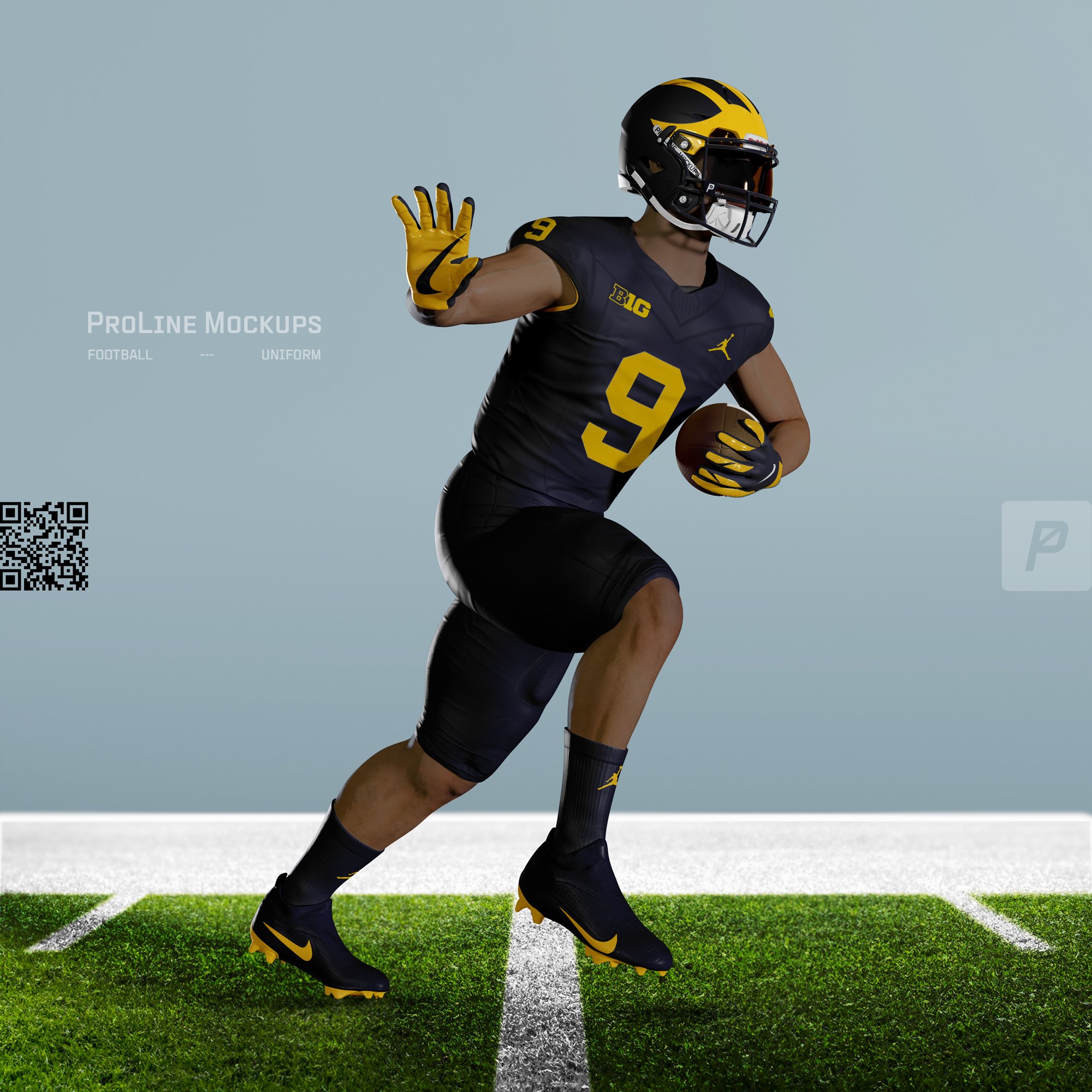 ProLine Football Uniform Mockup Template for Photoshop - Action Pose