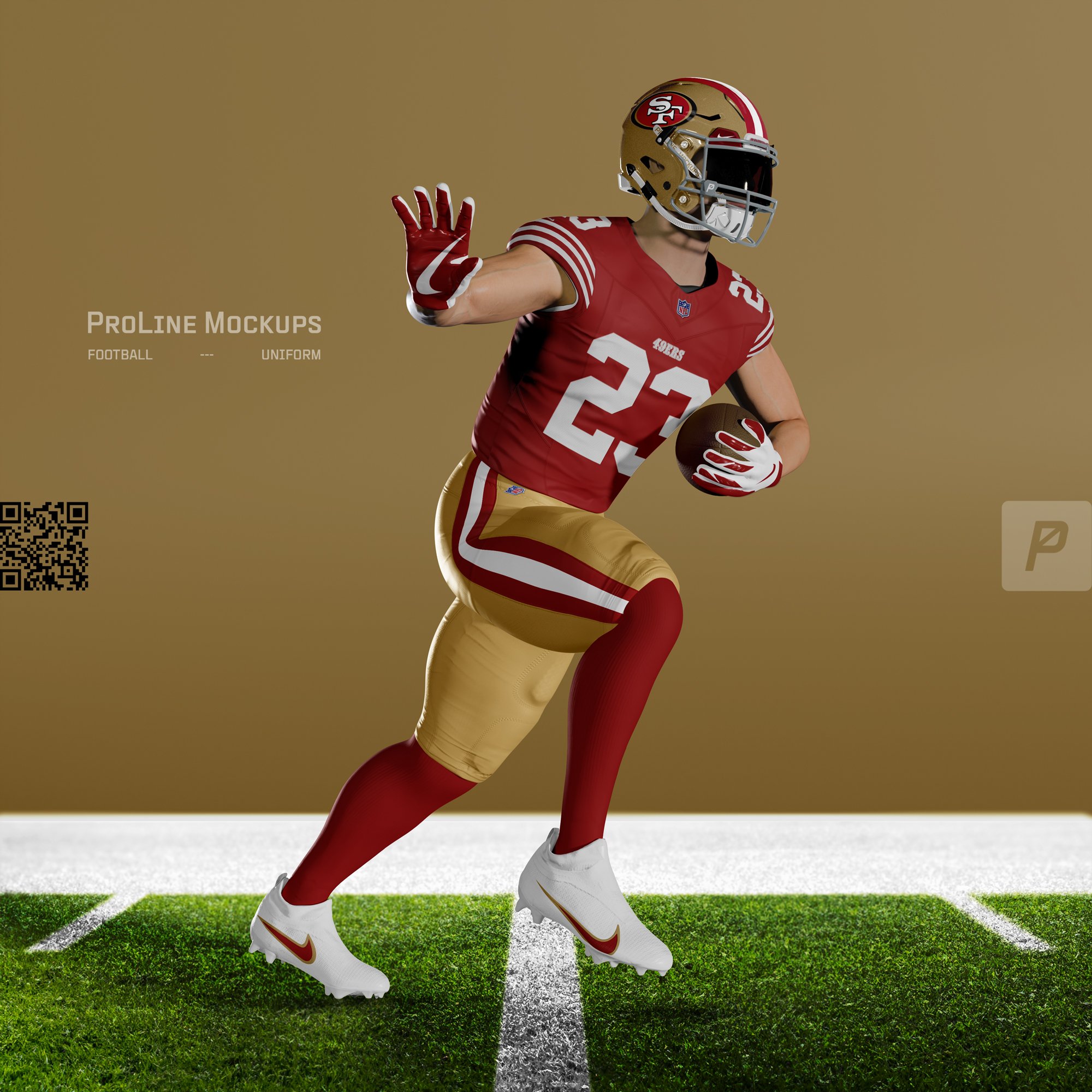 ProLine Football Uniform Mockup Template for Photoshop - Action Pose