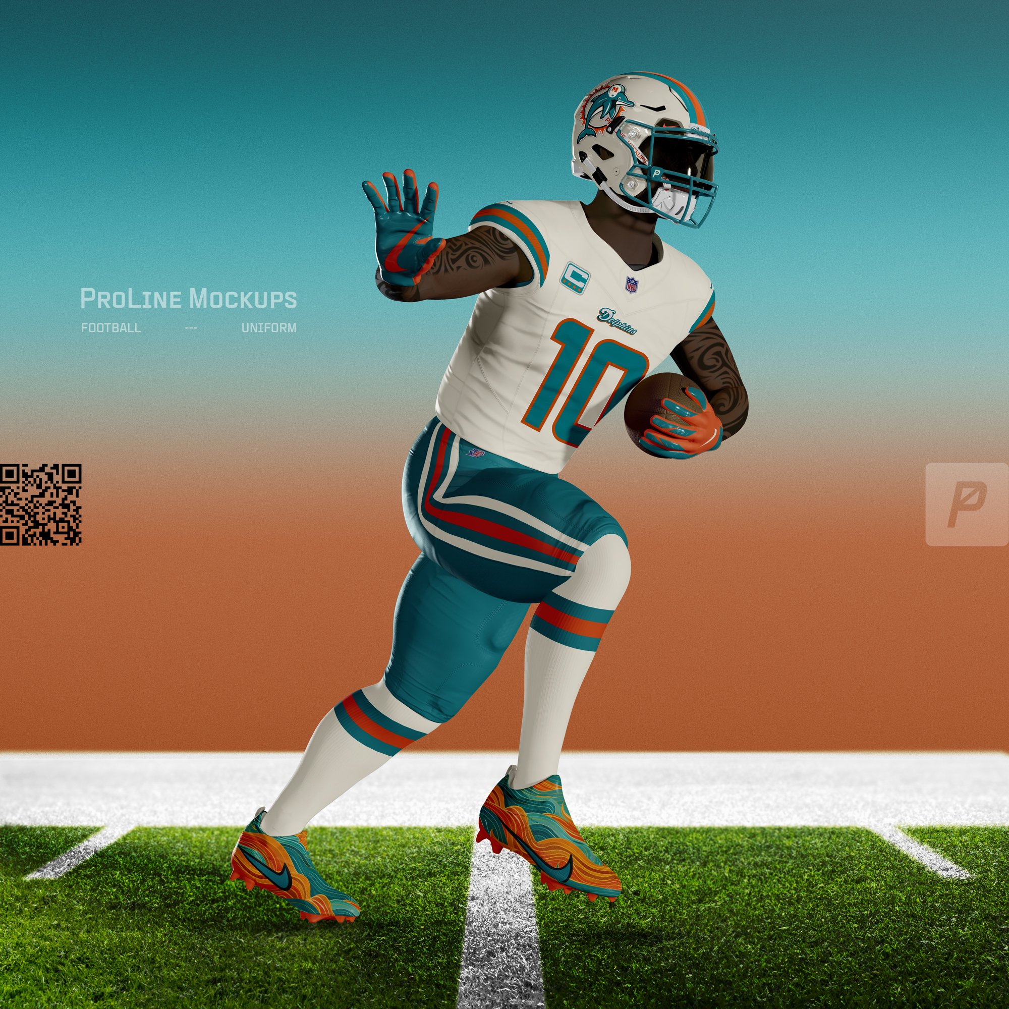 ProLine Football Uniform Mockup Template for Photoshop - Action Pose
