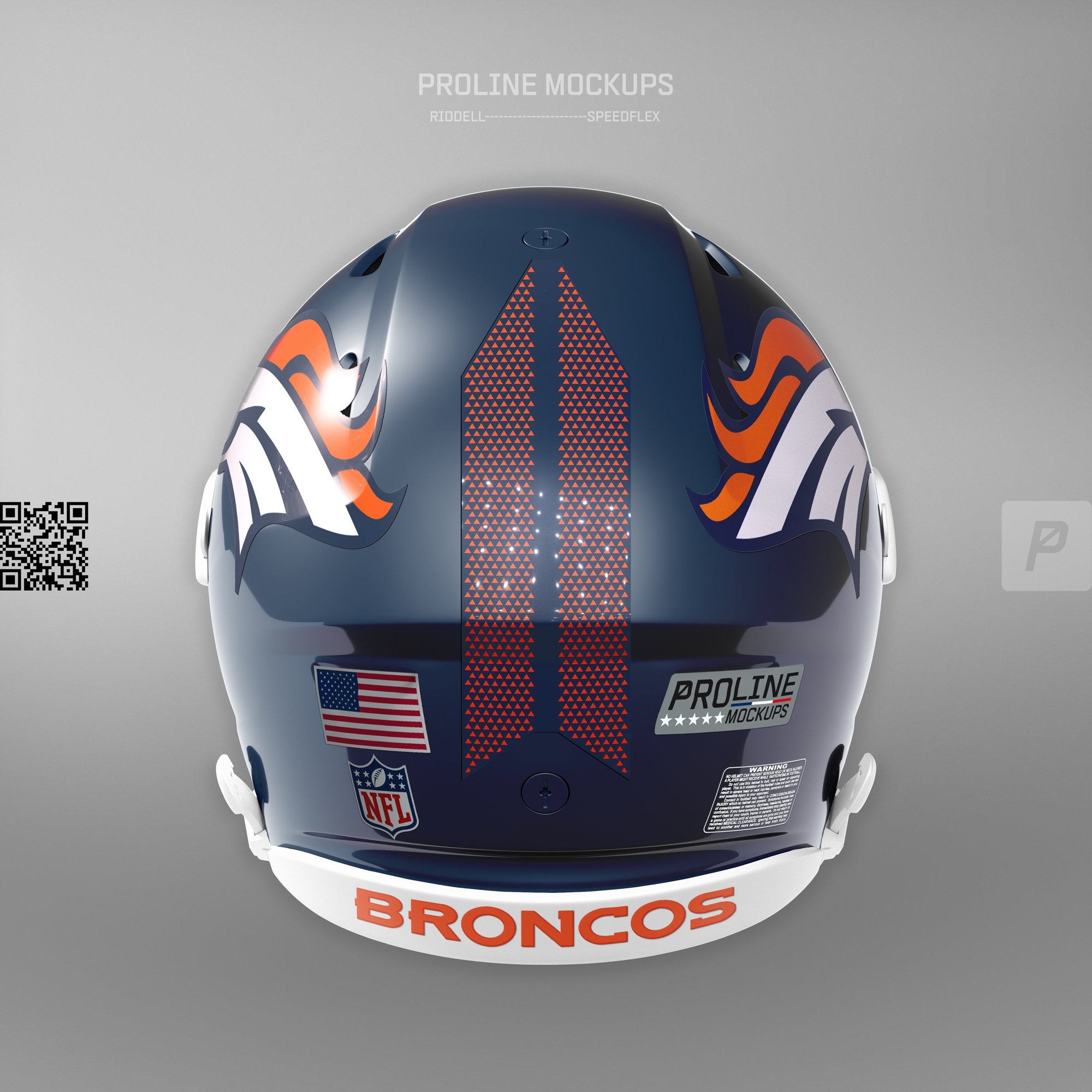 ProLine Riddell SpeedFlex helmet mockup template for Photoshop - Denver Broncos