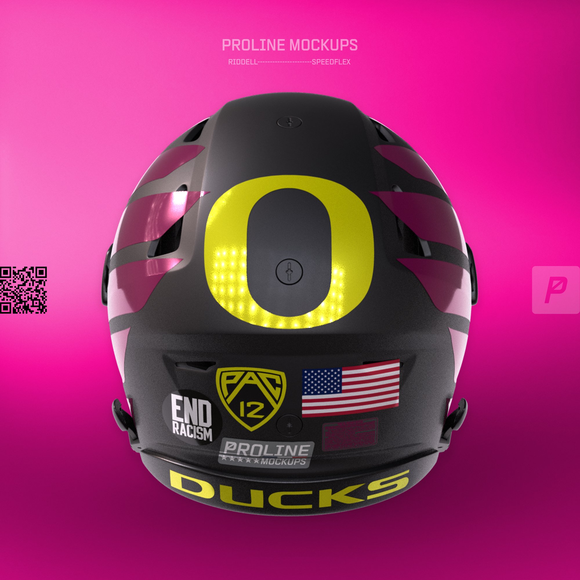 ProLine Riddell SpeedFlex helmet mockup template for Photoshop - Oregon Ducks