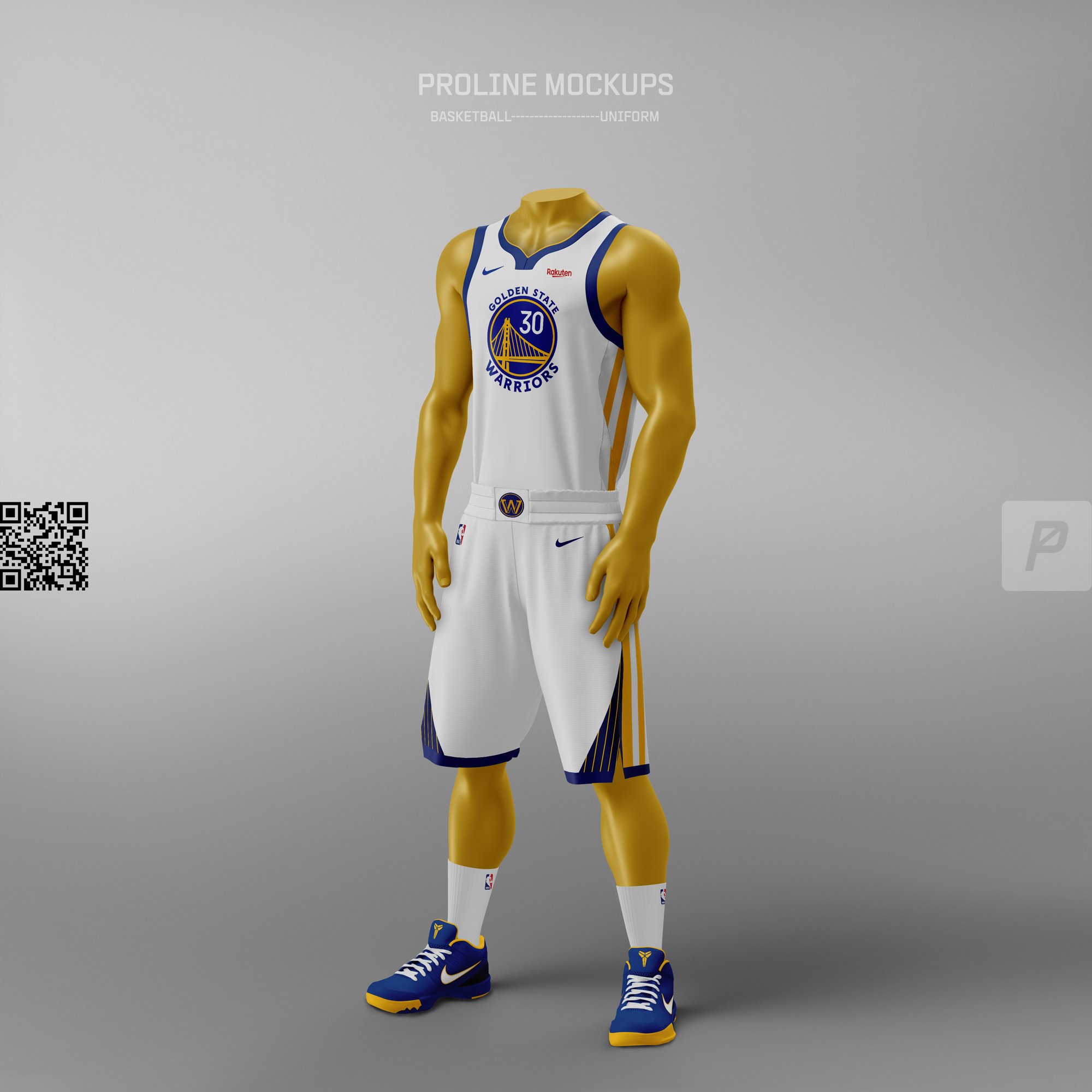 ProLine Basketball Uniform Mockup Template for Photoshop - Three Quarters View - Golden State Warriors concept