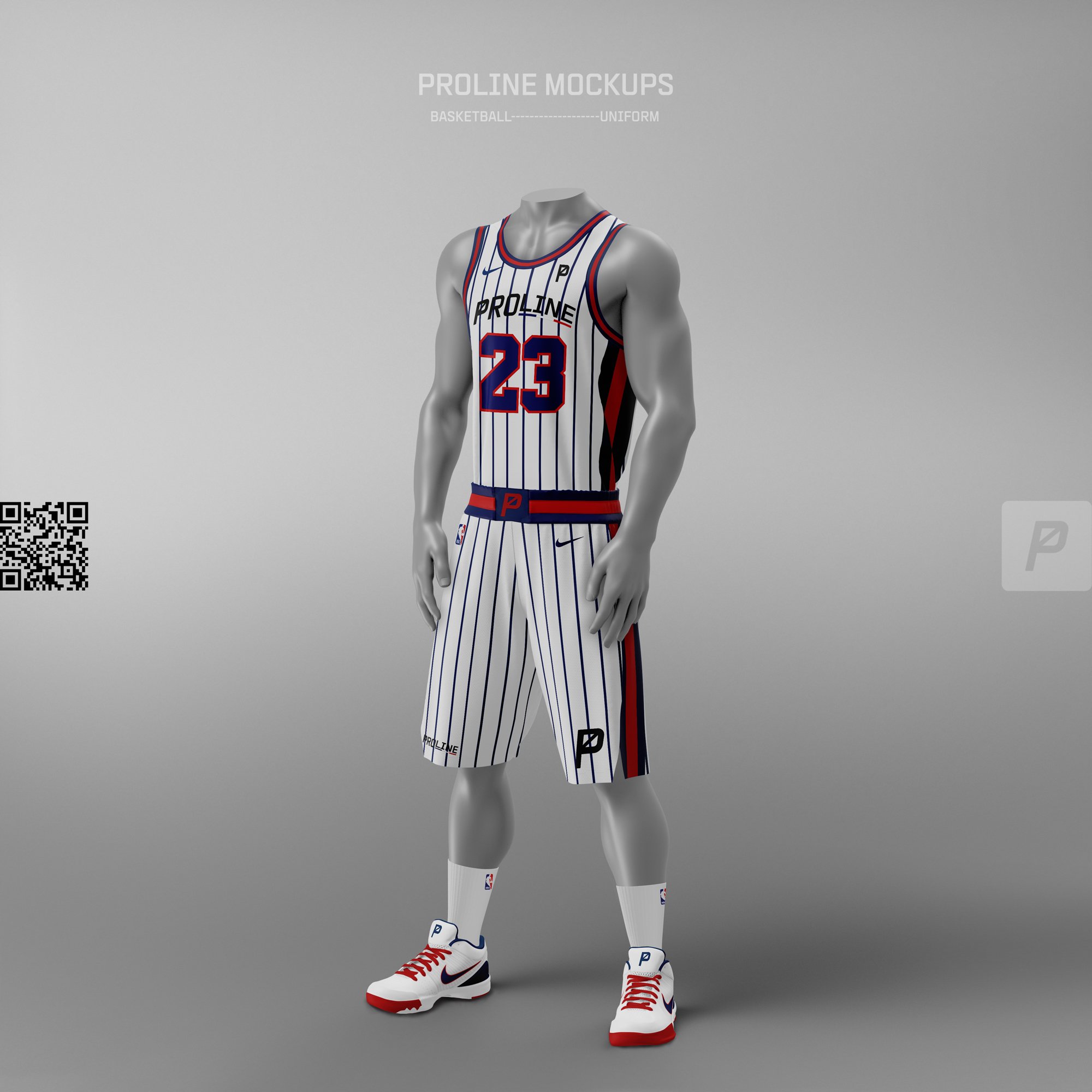 ProLine Basketball Uniform Mockup Template for Photoshop - Three Quarters View