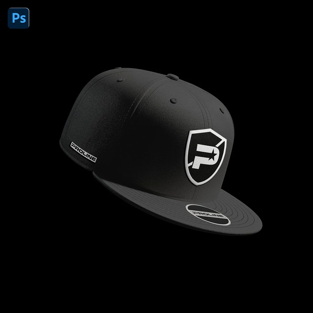ProLine Baseball Cap Mockup Template for Photoshop - Three Quarters View