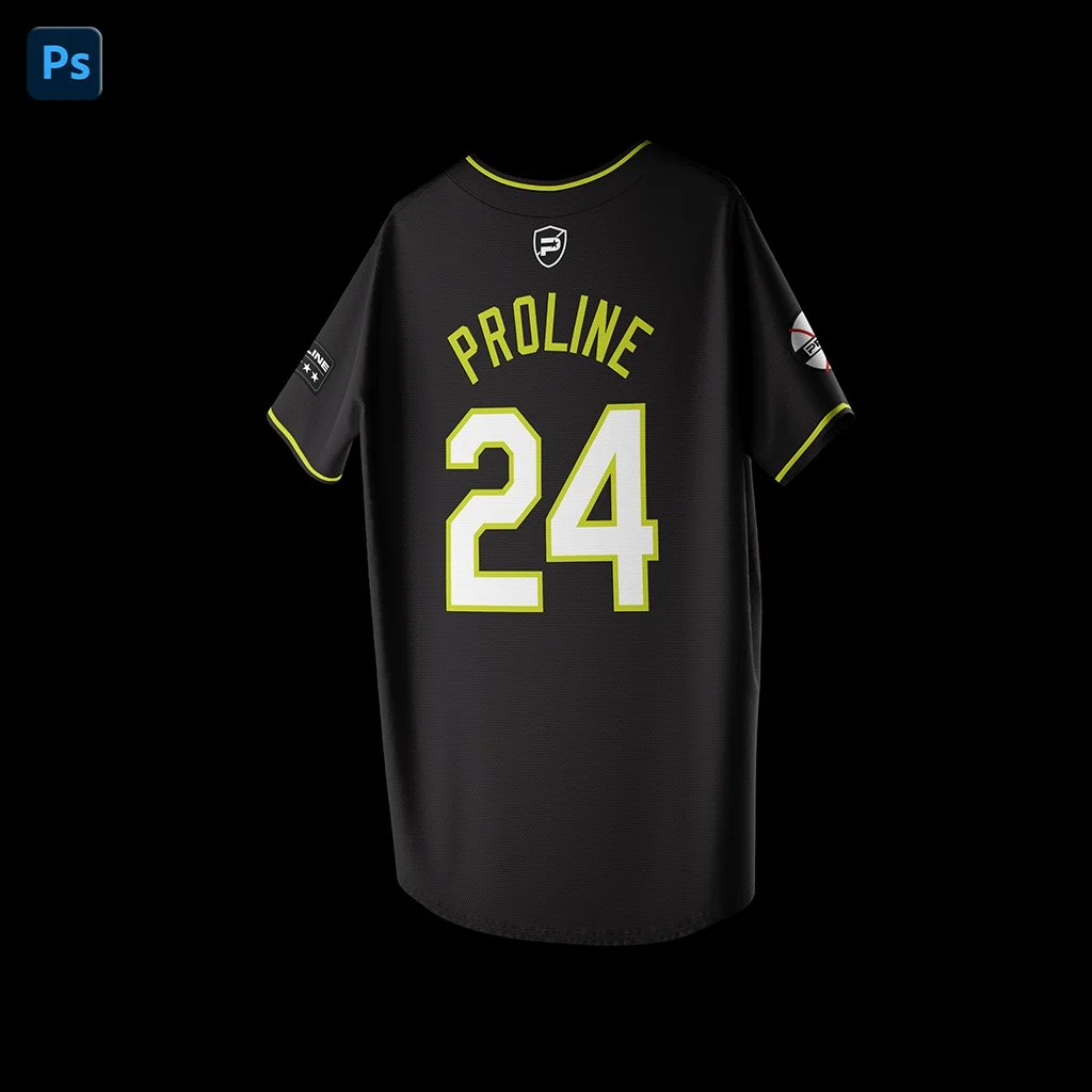 ProLine Baseball Jersey Mockup Template for Photoshop - Back Hanging View