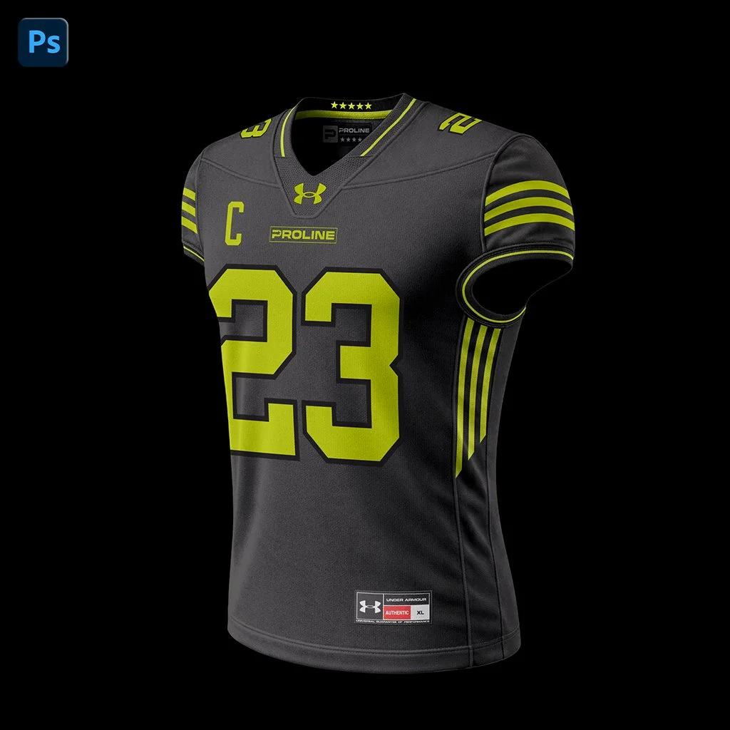 ProLine Football Jersey Mockup Template for Photoshop - Front Ghost View Angled