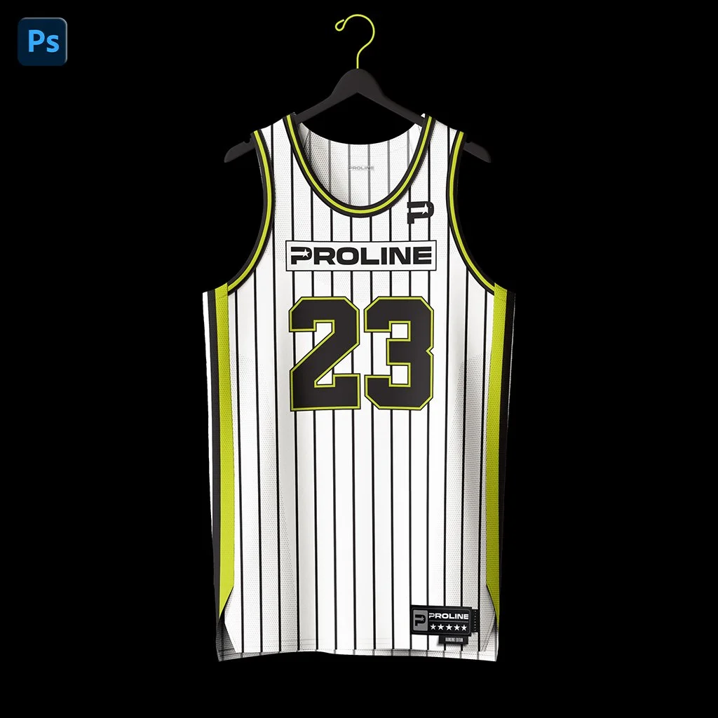 ProLine Basketball Jersey Mockup Template for Photoshop - Front Hanging View