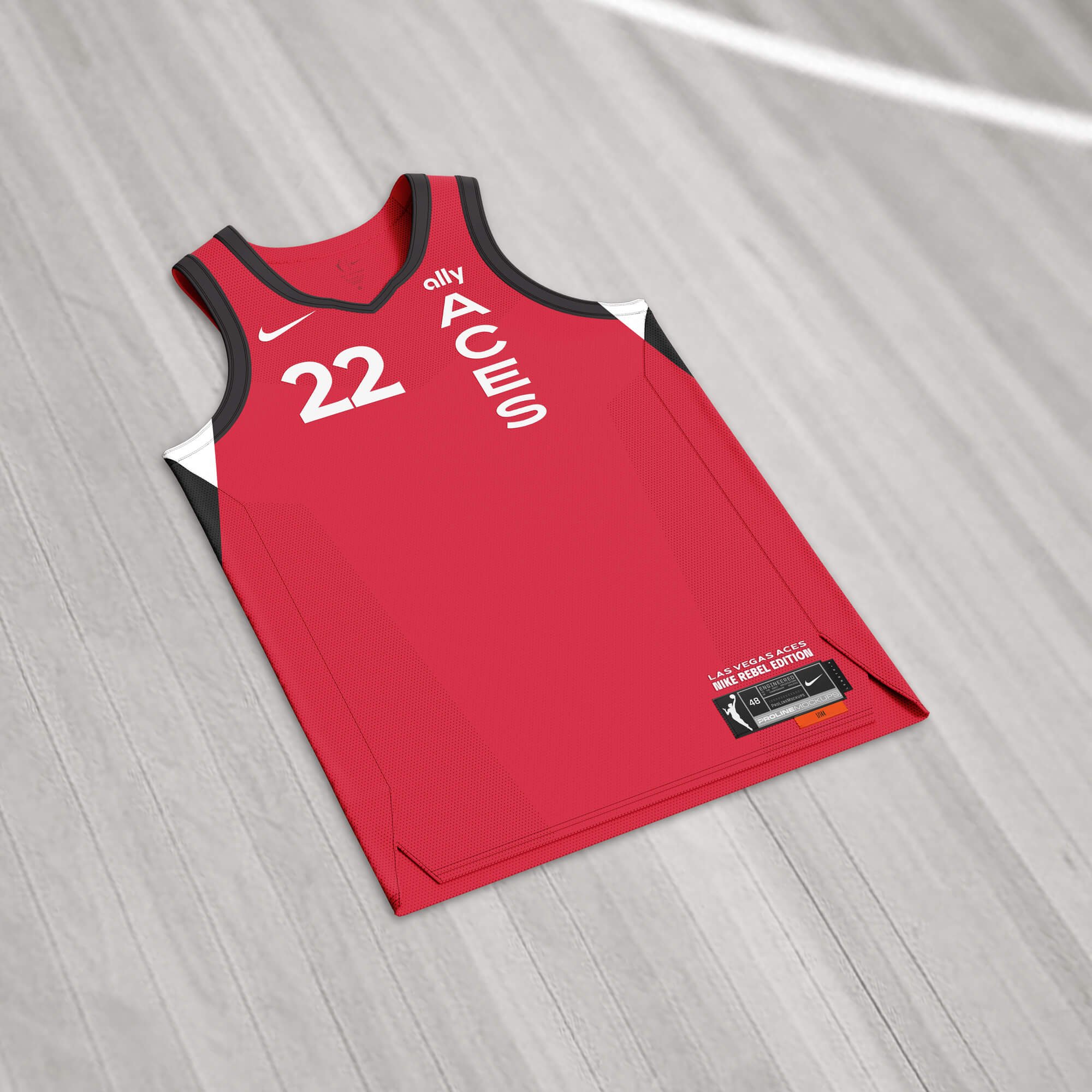 ProLine Basketball Jersey Mockup Template for Photoshop - Front Lay Down View - Aja Wilson Aces Rebel Jersey