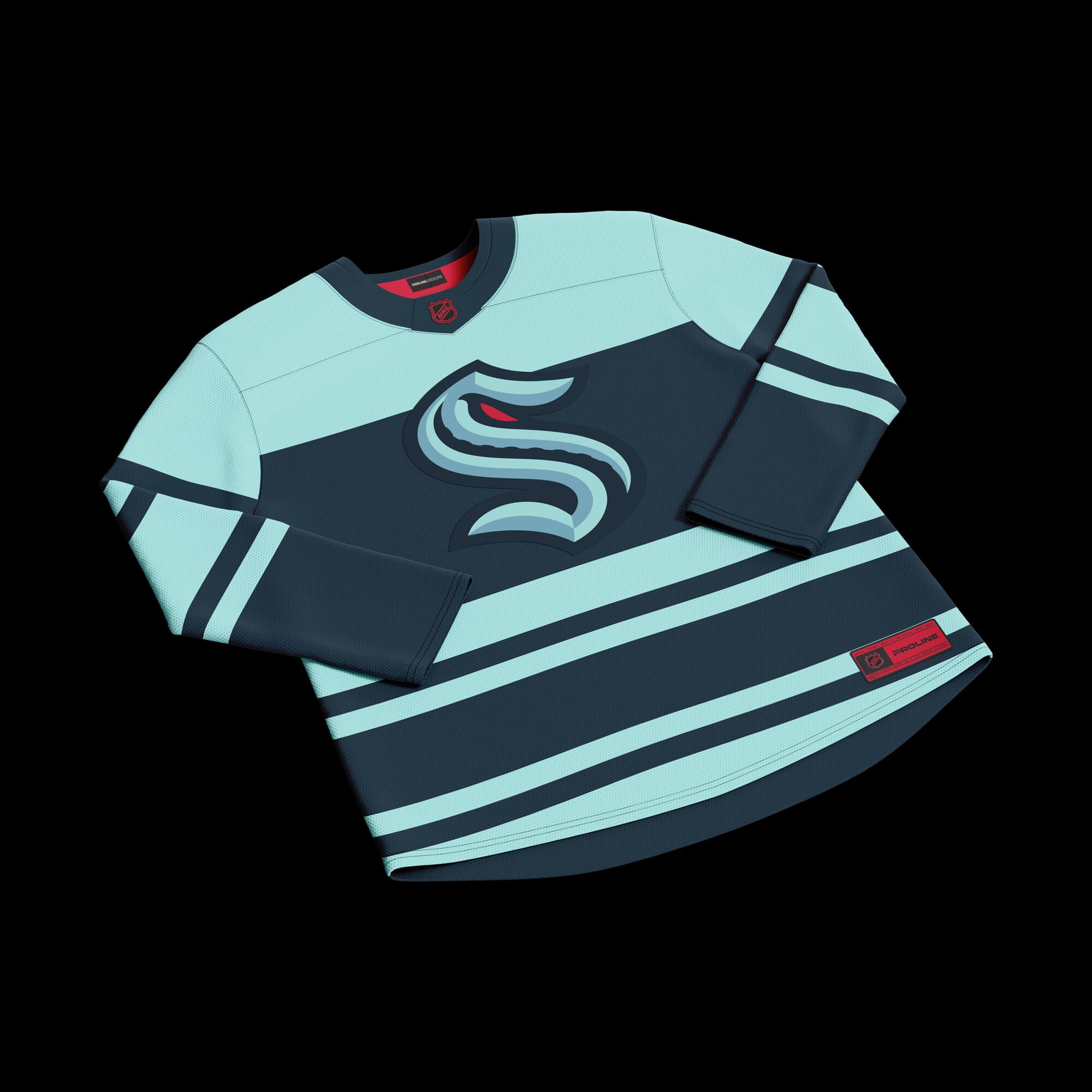 ProLine Hockey Sweater Mockup Template for Photoshop - Front Lay Down View - Seattle Kraken
