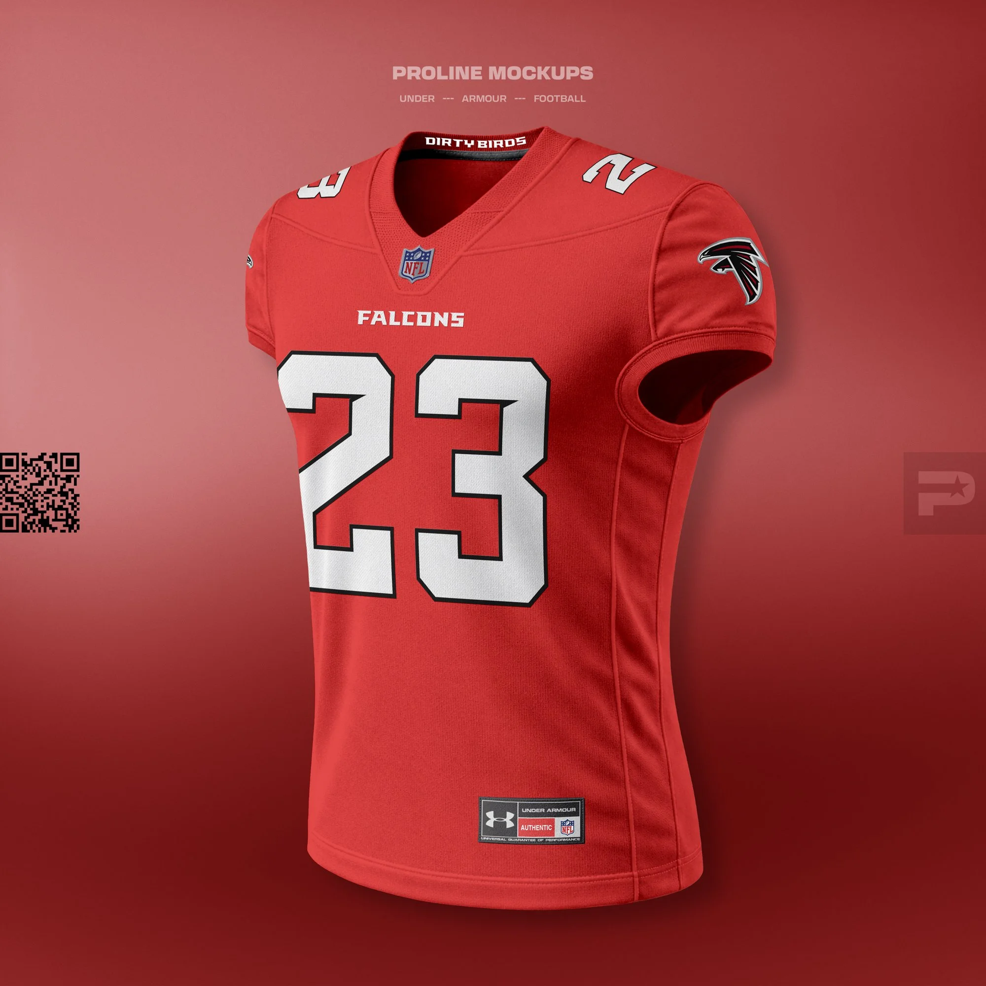 Football Jersey Mockup Template for Photoshop - Front Ghost View Angled
