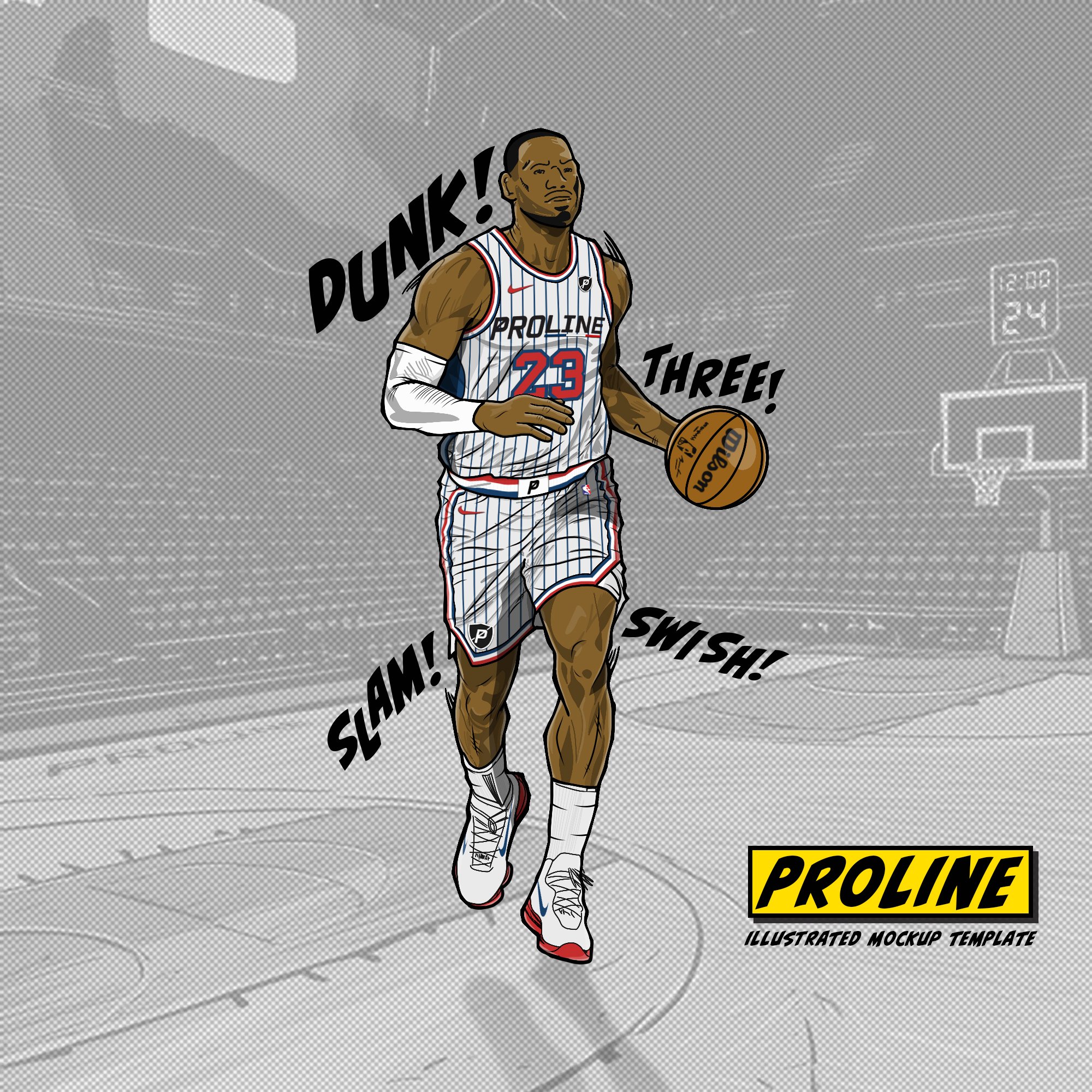 ProLine Basketball Uniform Mockup Template for Photoshop - Illustrated