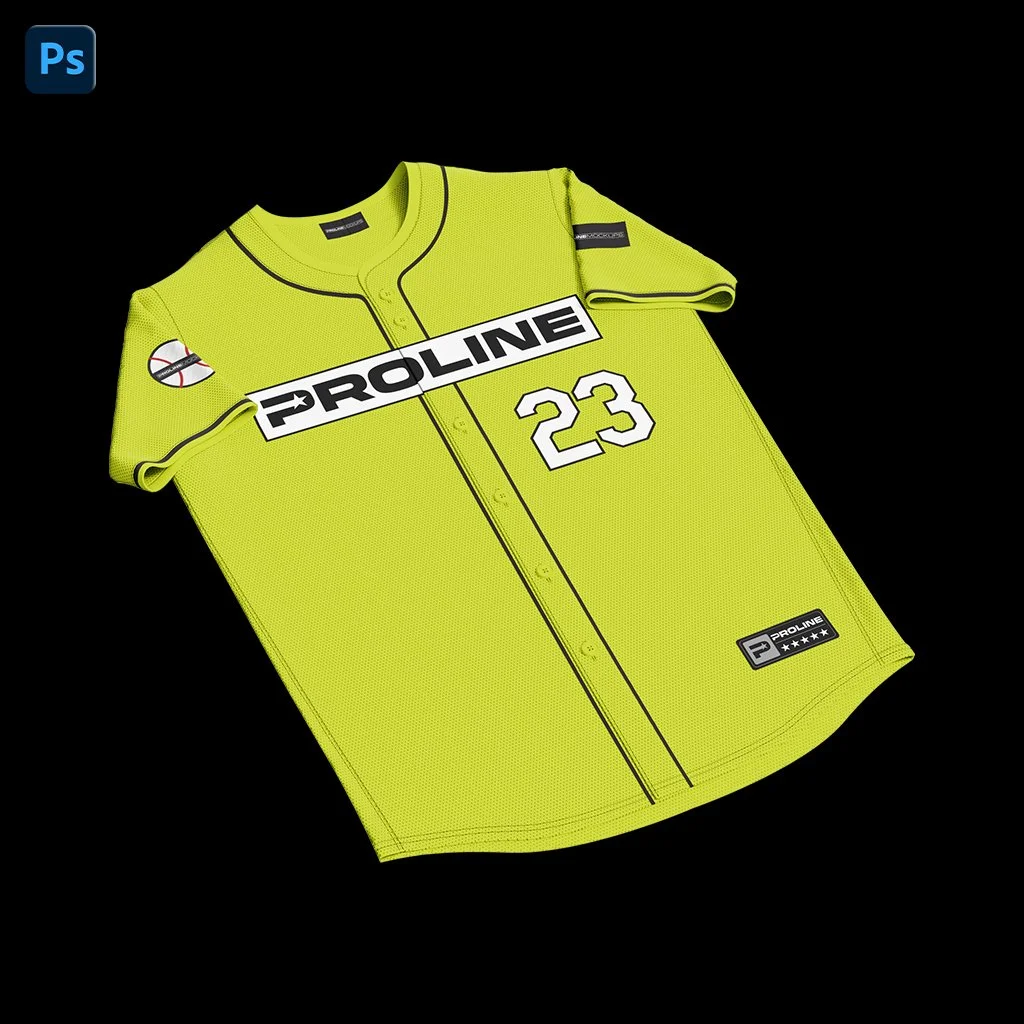ProLine Baseball Jersey Mockup Template for Photoshop - Front Lay Down View