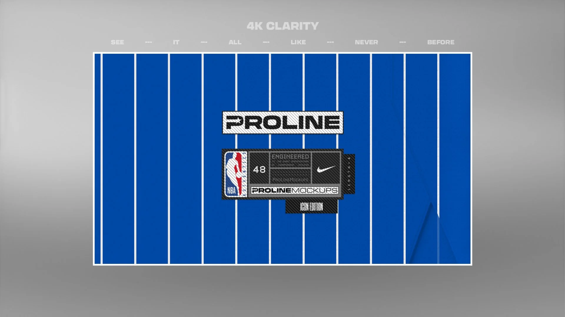 Zoom shot of ProLine Mockups Figma basketball jersey template featuring a blue Orlando Magic design.