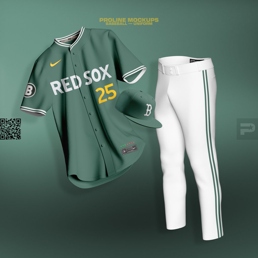 ProLine Mockups Baseball Uniform Mockup Template for Photoshop - Boston Red Sox