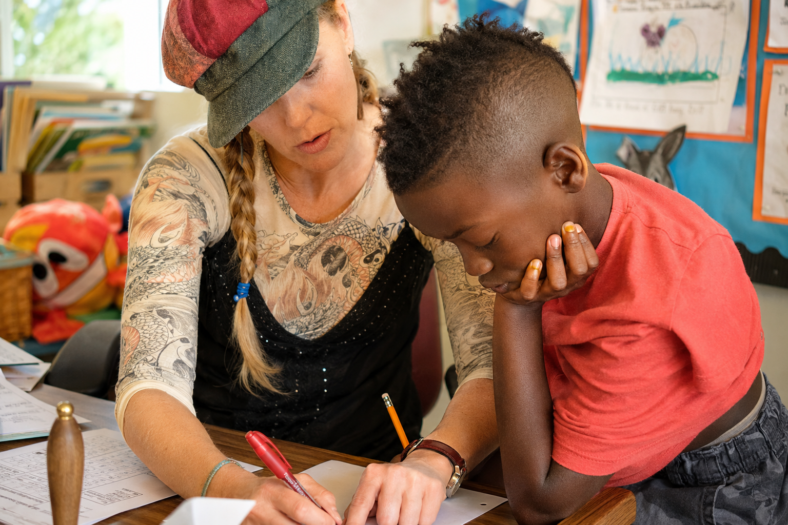WHPS teacher working individually with a student