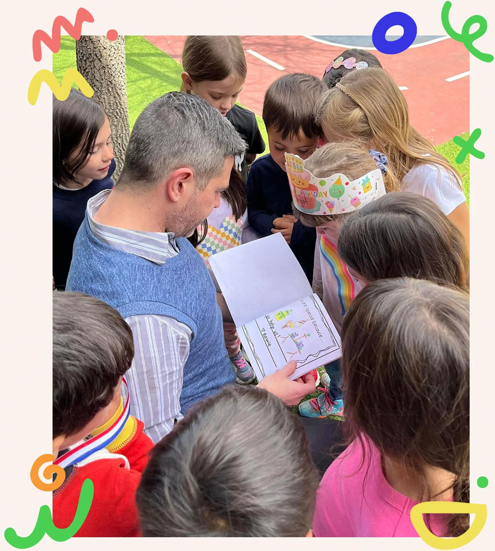 Students with Seth Pozzi at Woodland Hills Private School