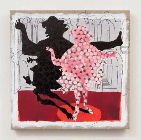 Andy Ness, Darkness Underneath, 2026. Gouache, ink, metallic leaf, pigment dispersion, pencil on linen, 16 x 16 in