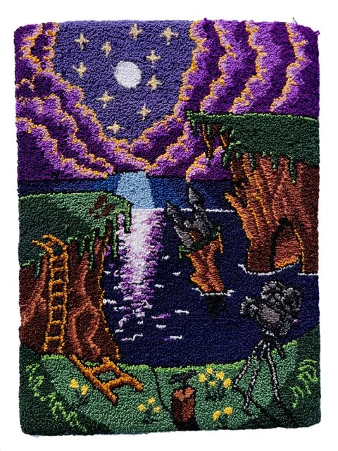 A Witness Watching, 2025. Embroidery Floss, Body Fibers. 13.5 x 10 in.